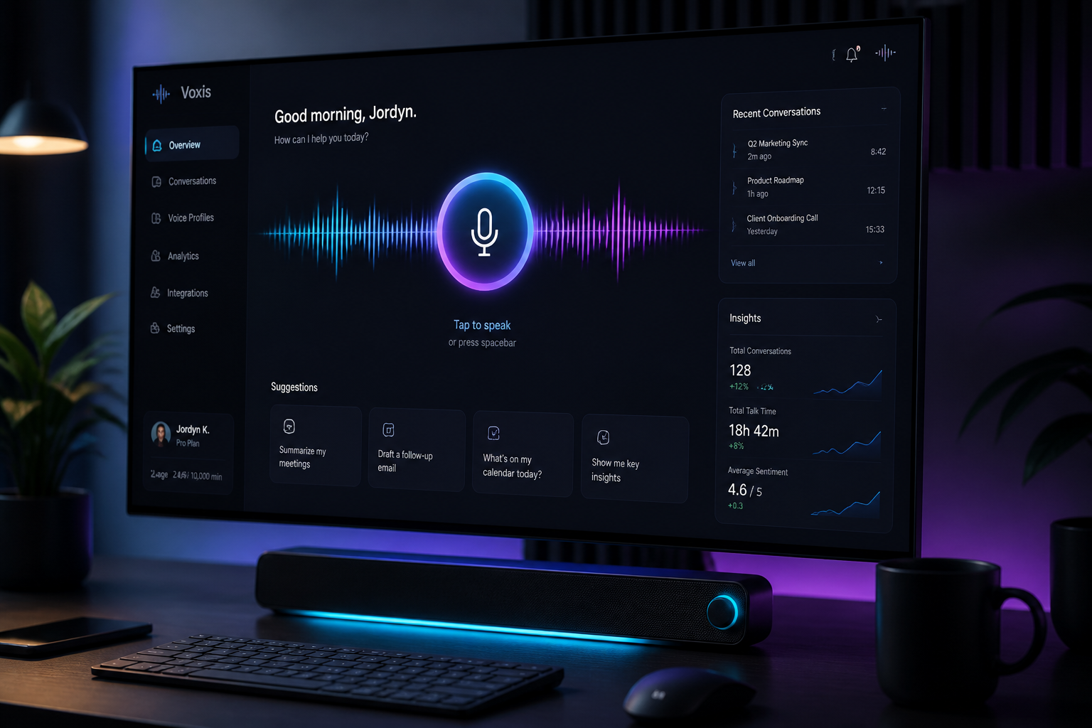 Voice assistant dashboard