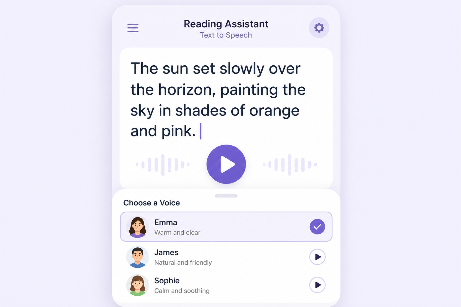 Reading assistant app