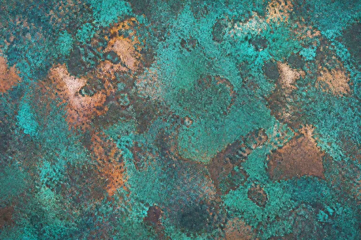 Oxidized copper patina