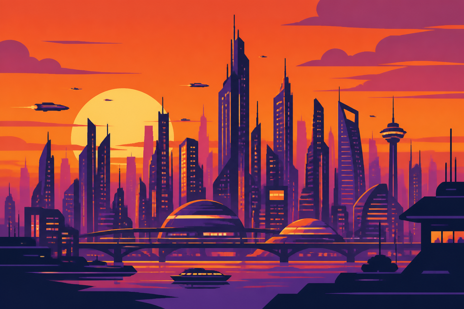 Futuristic skyline poster