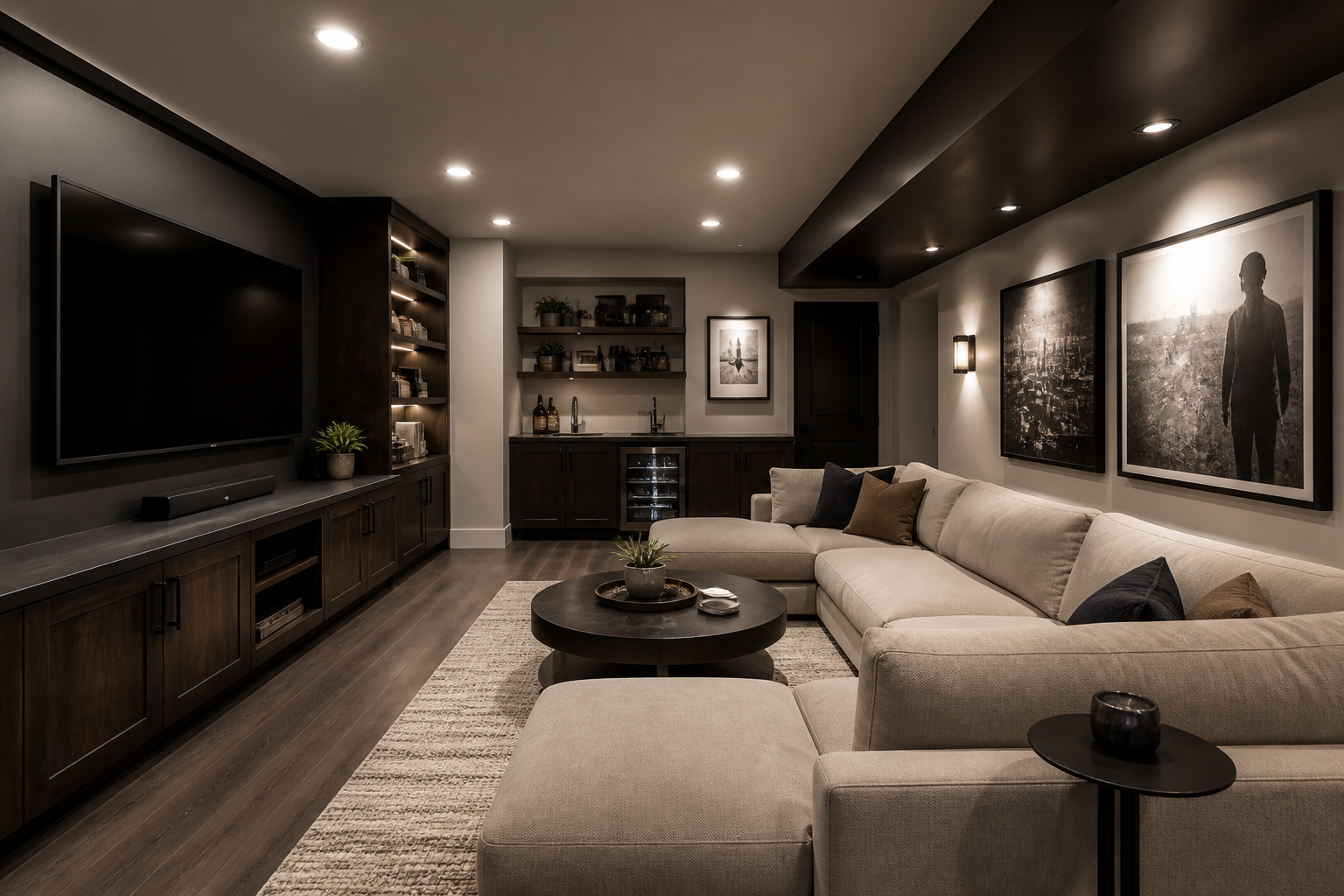 Basement media lounge