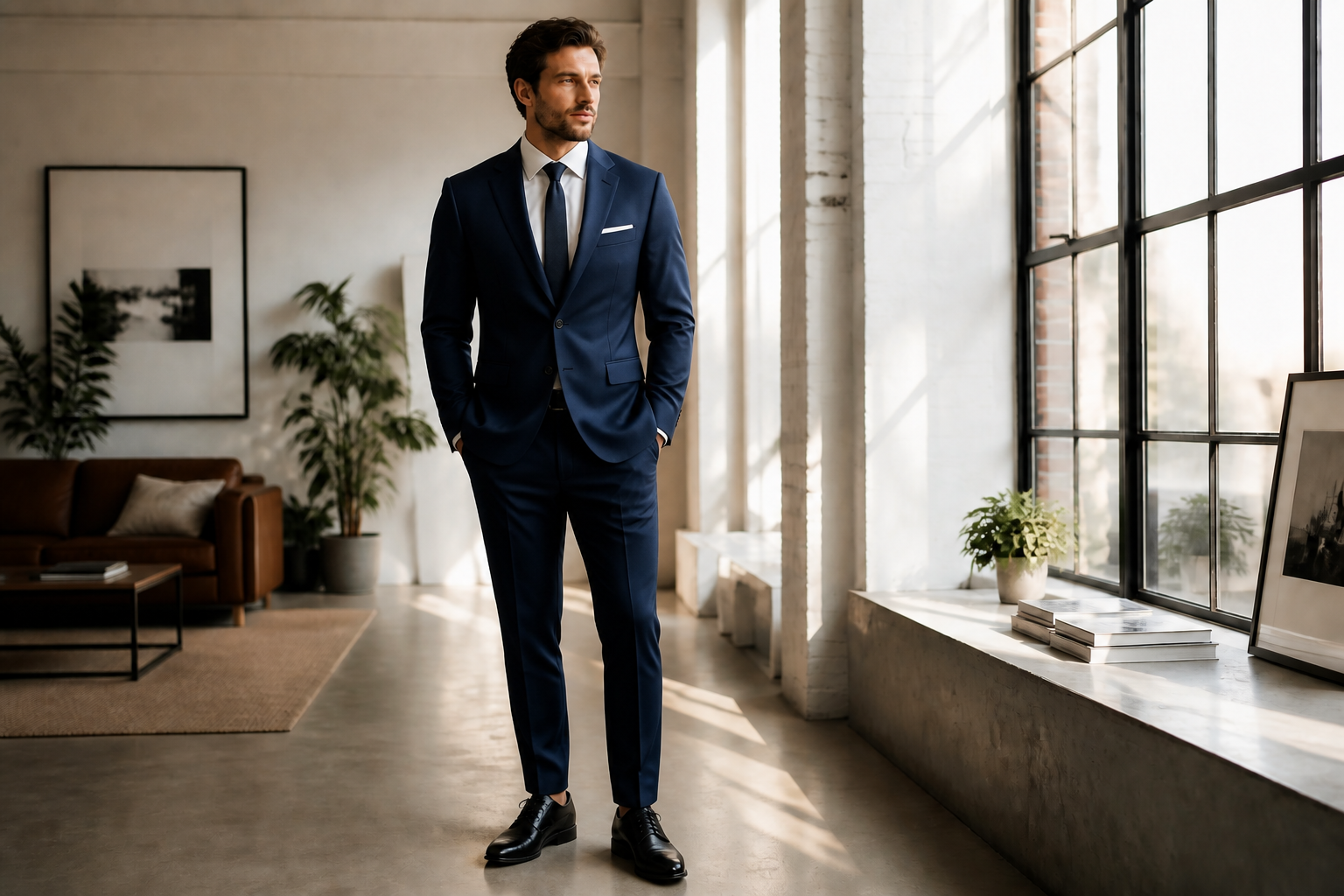 Casual to business suit (after)