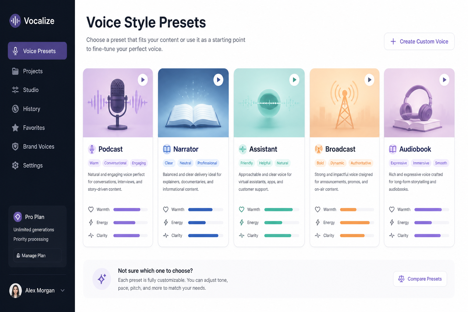 Pick a voice style