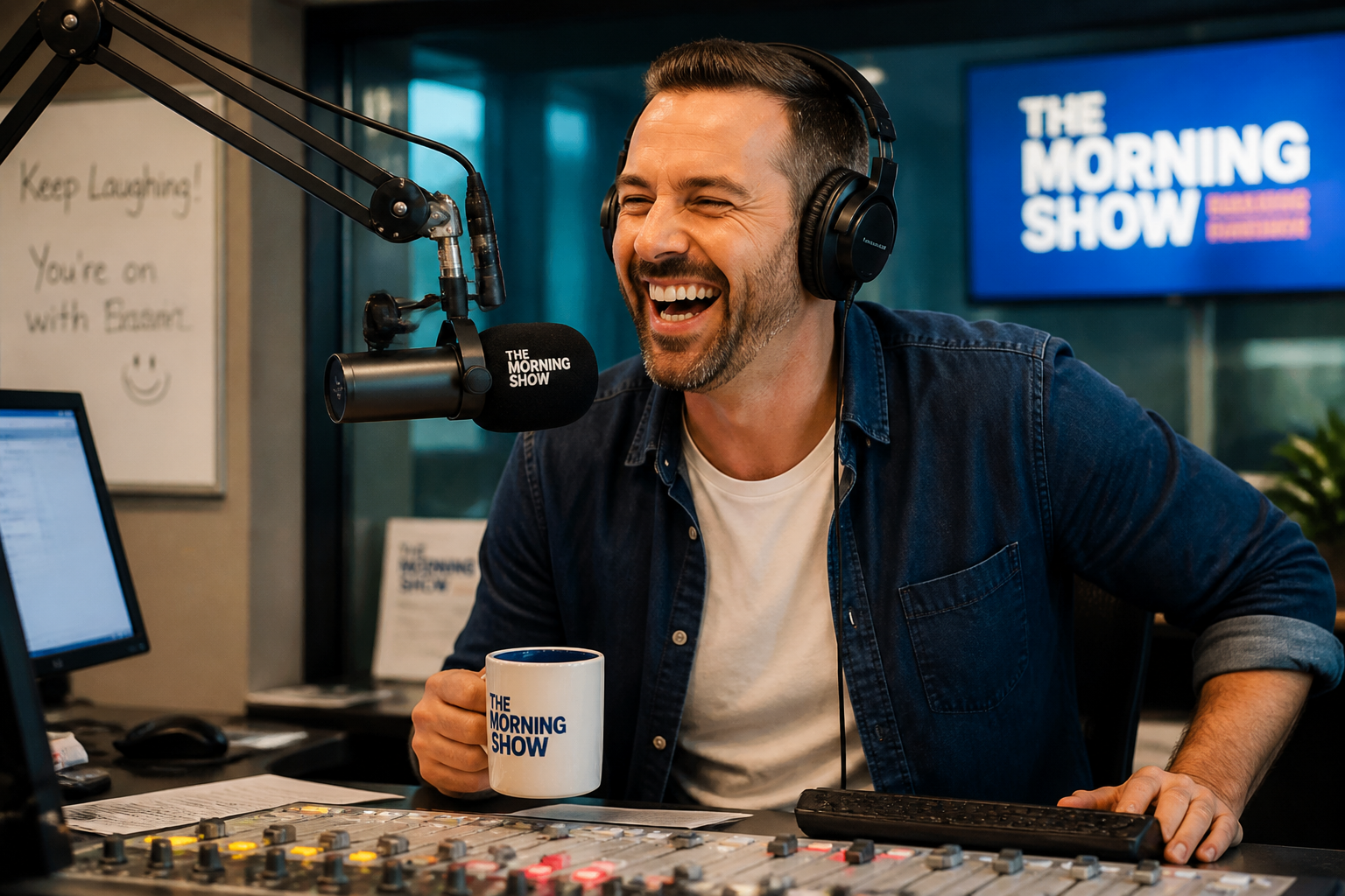 Morning radio host scene