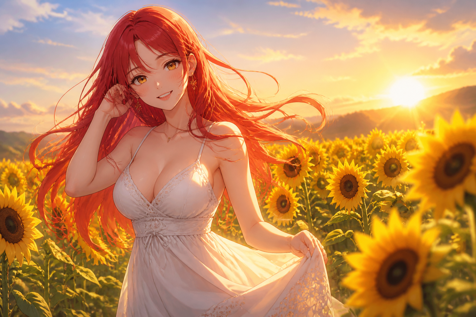 Sunflower field waifu