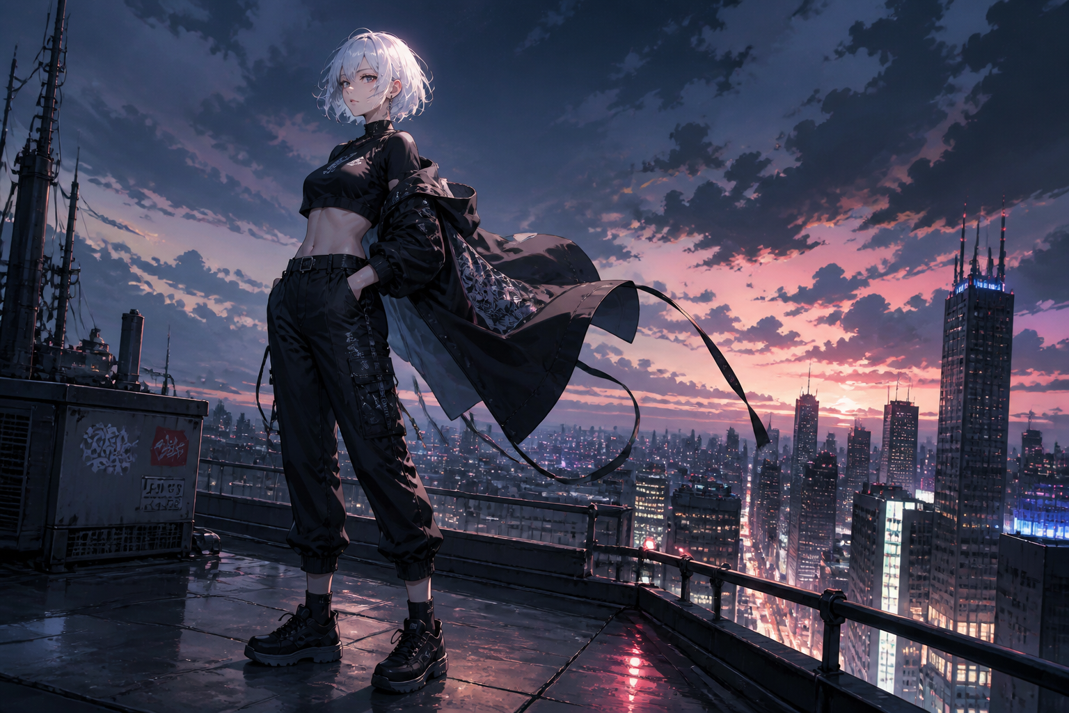 Streetwear rooftop waifu