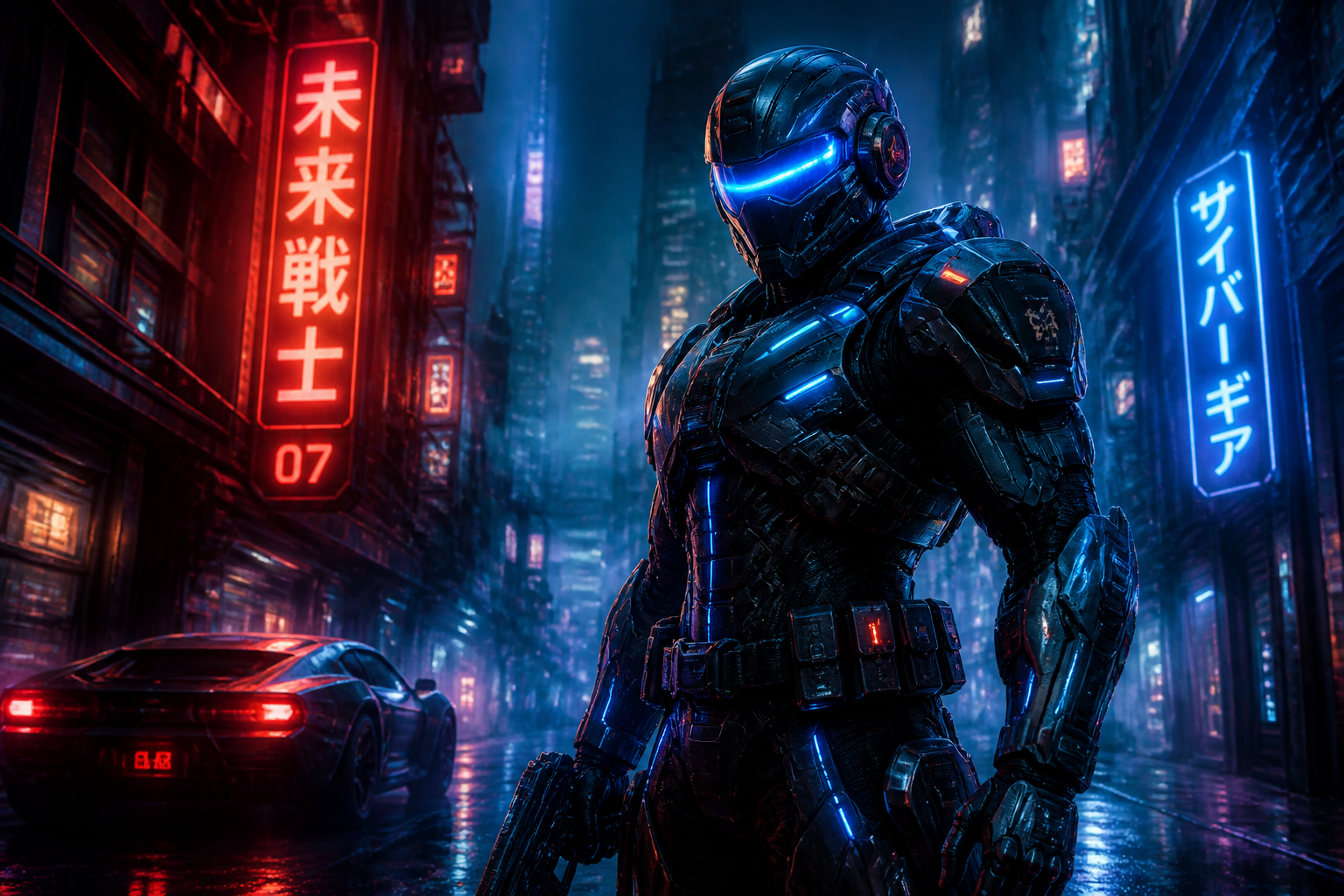 Neon cyber warrior