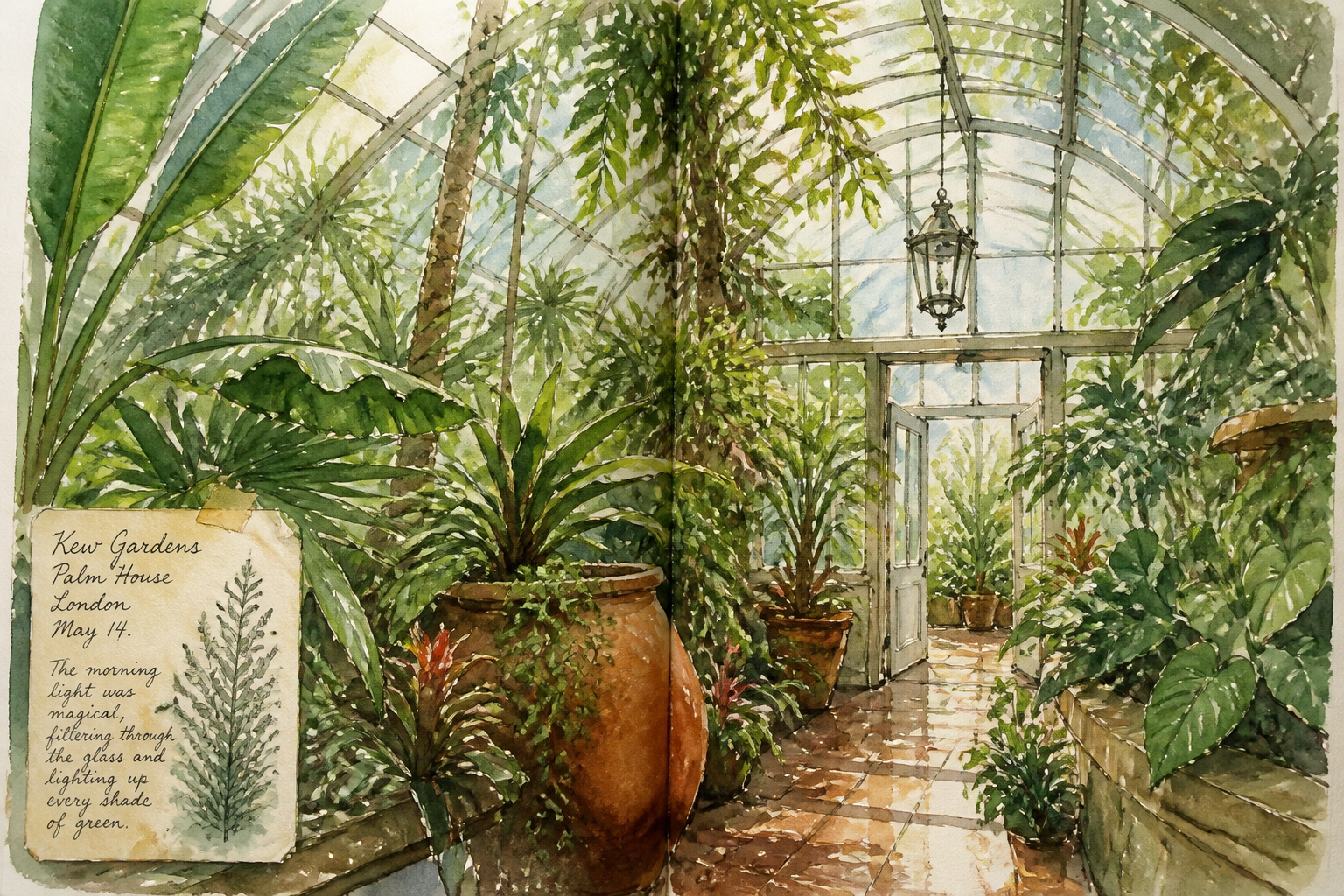 Greenhouse with tropical plants