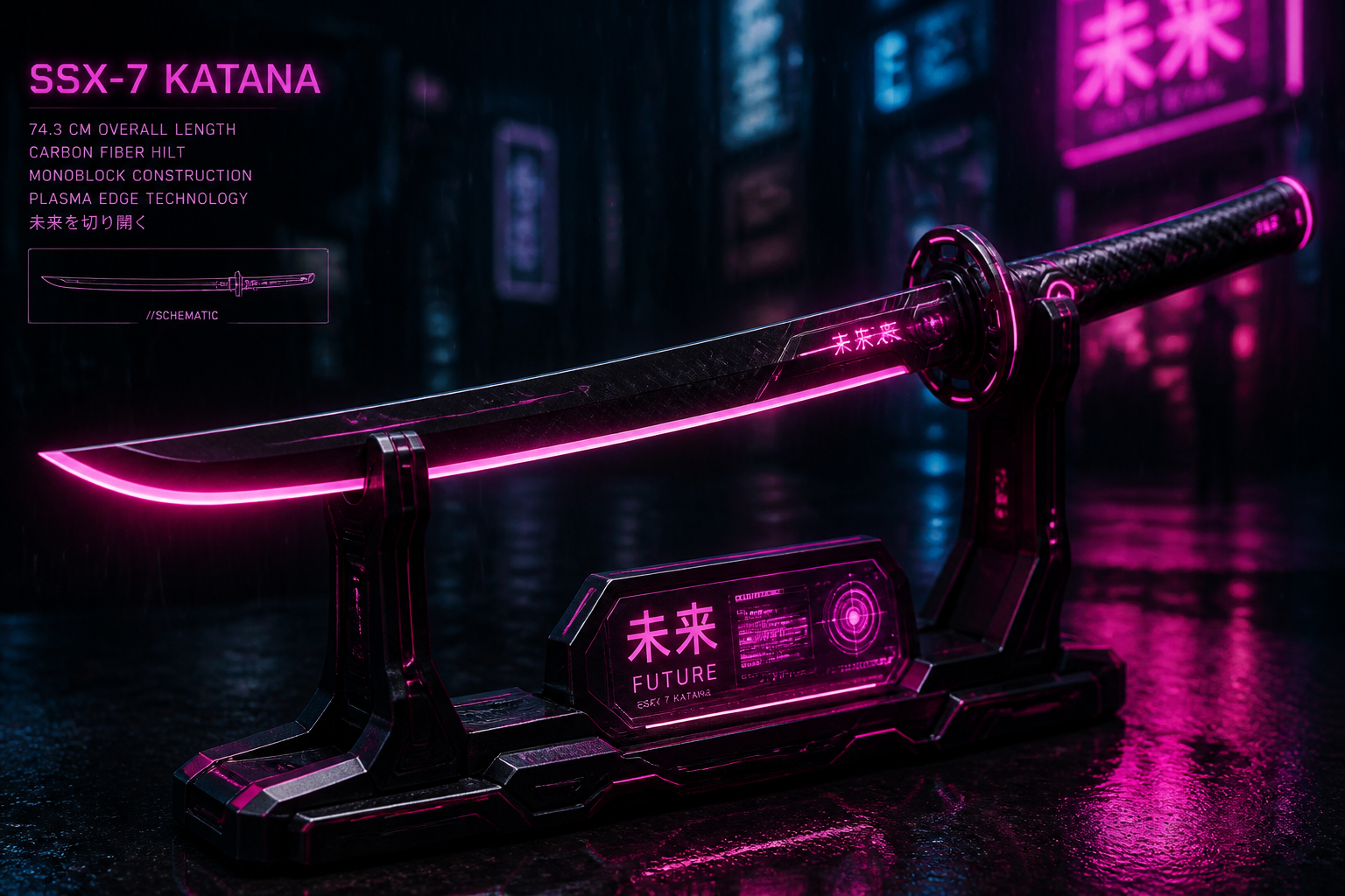 Neon cyber katana