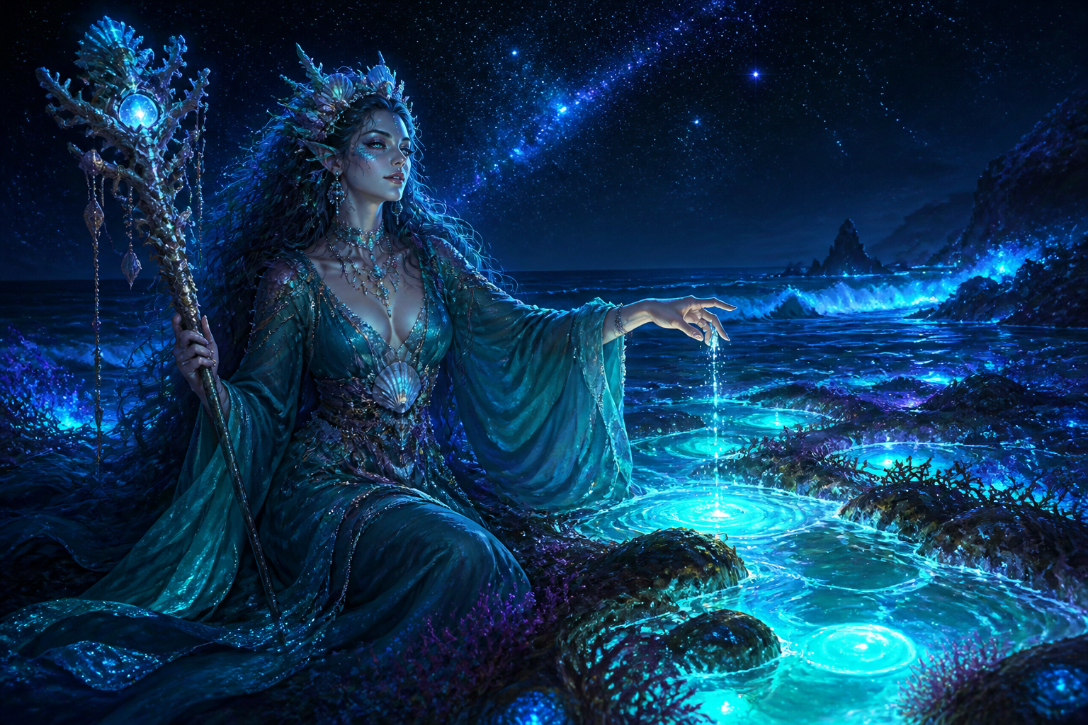 Sea witch at night