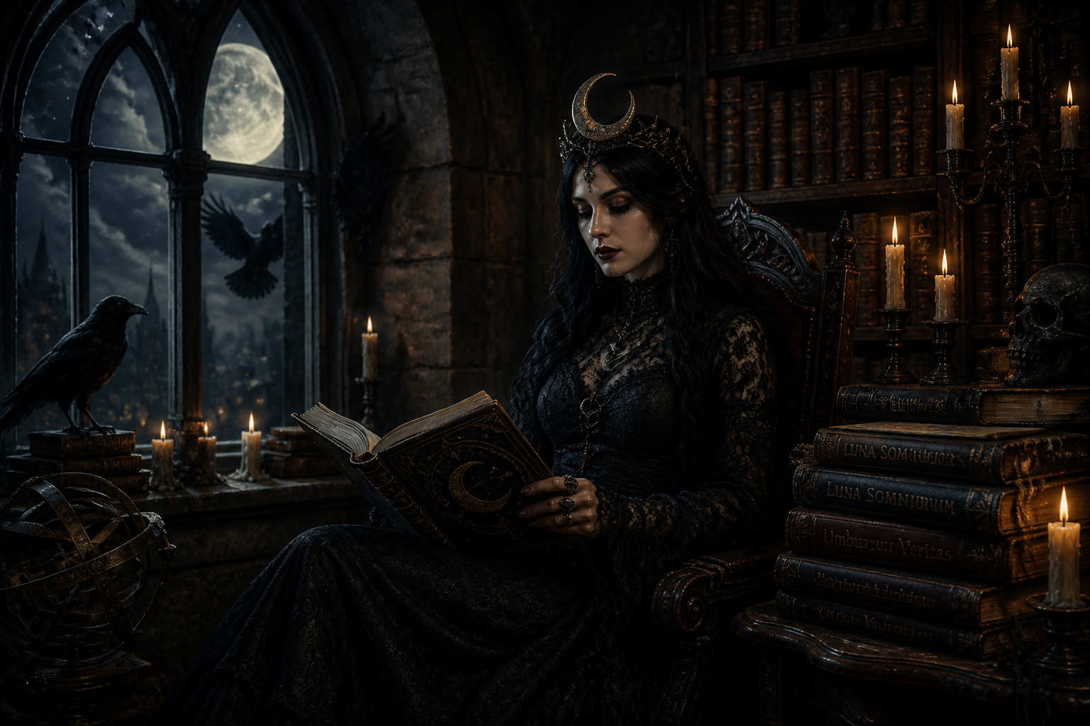 Gothic library witch