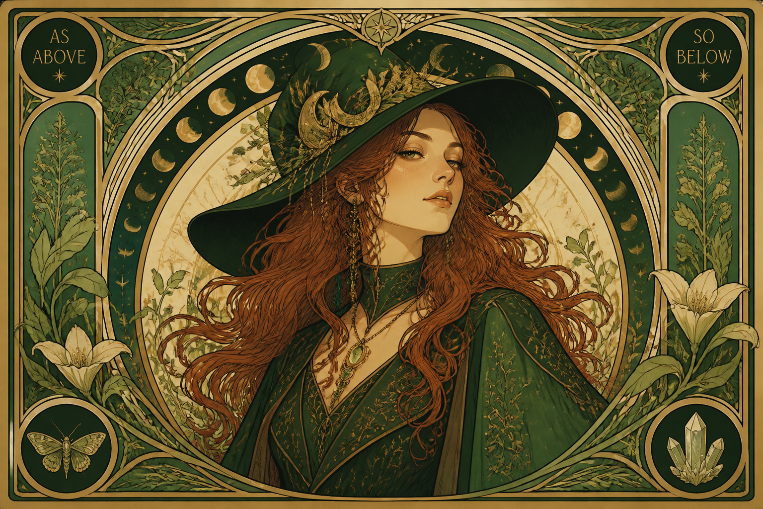 Art nouveau witch portrait