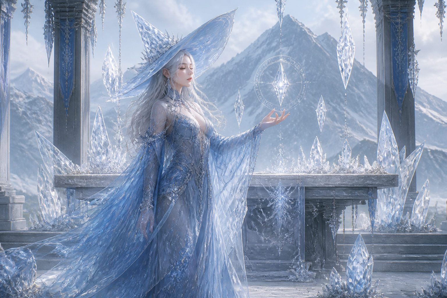 Crystal witch in ice shrine