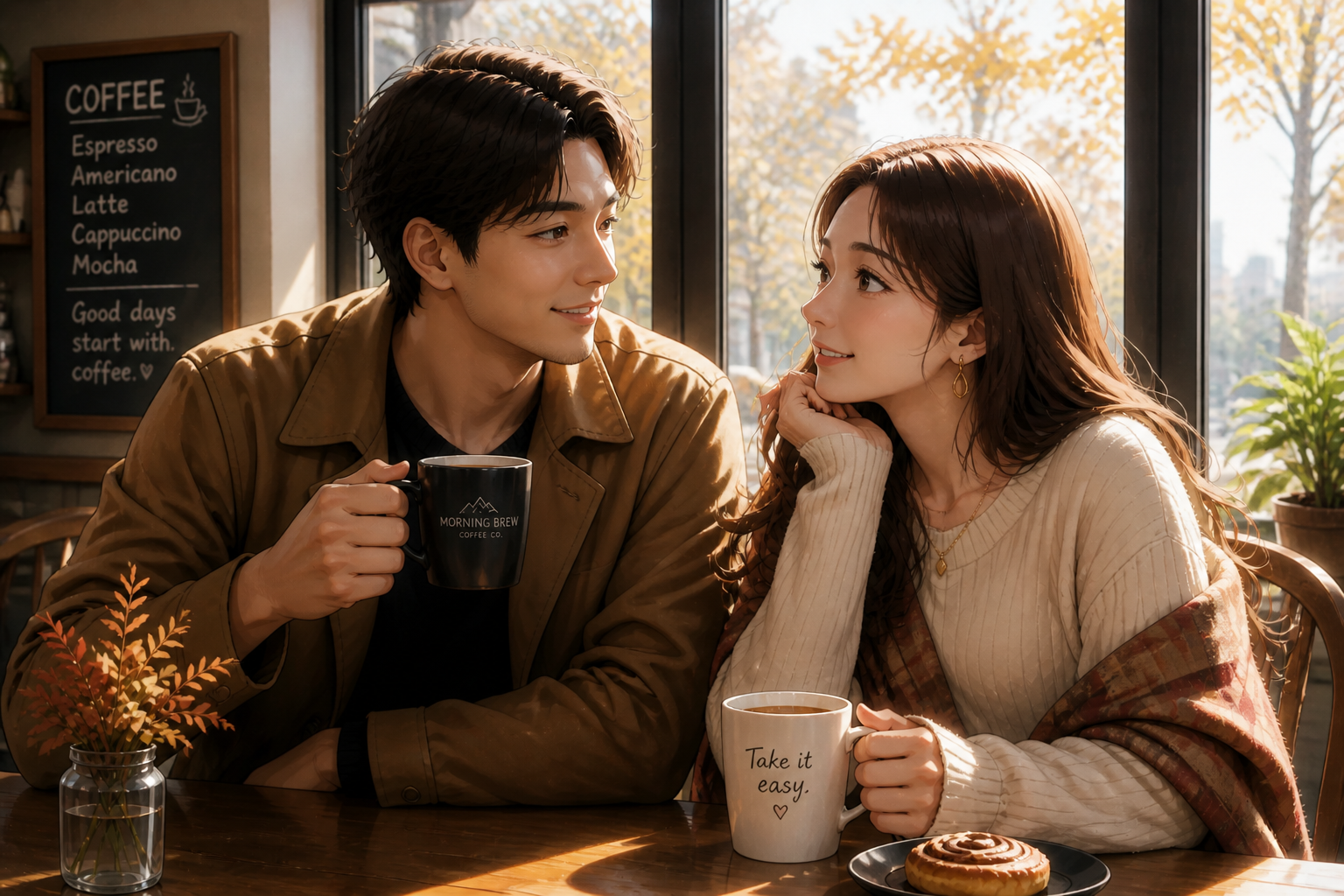 Cozy café scene (after)