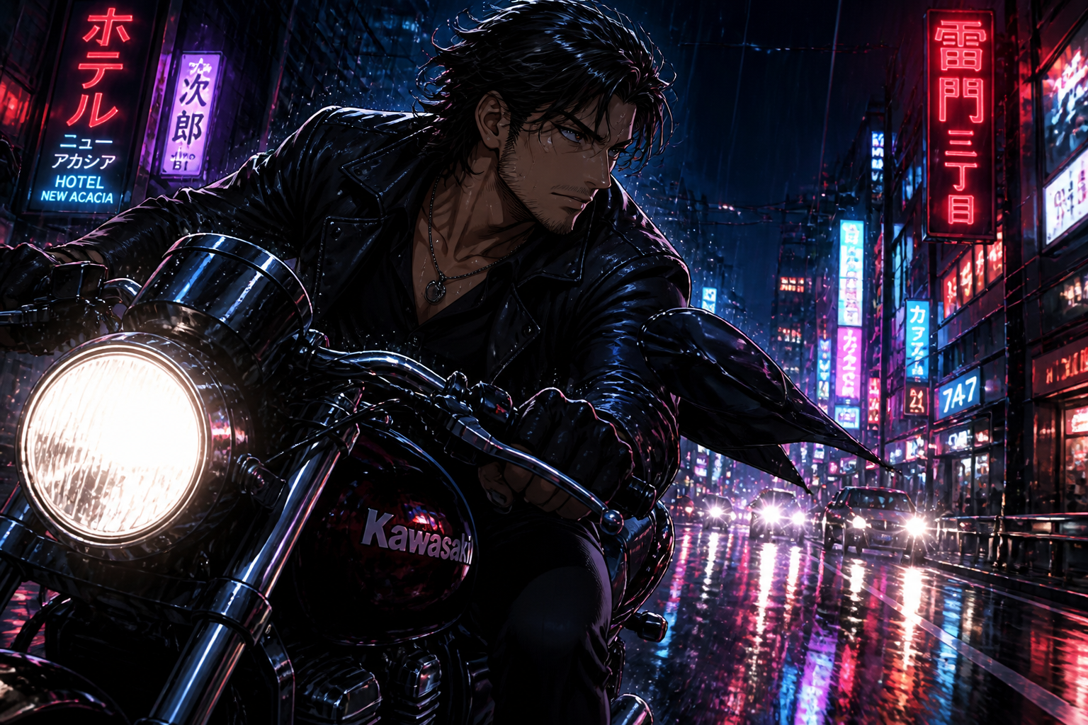 Rainy neon realism (before)