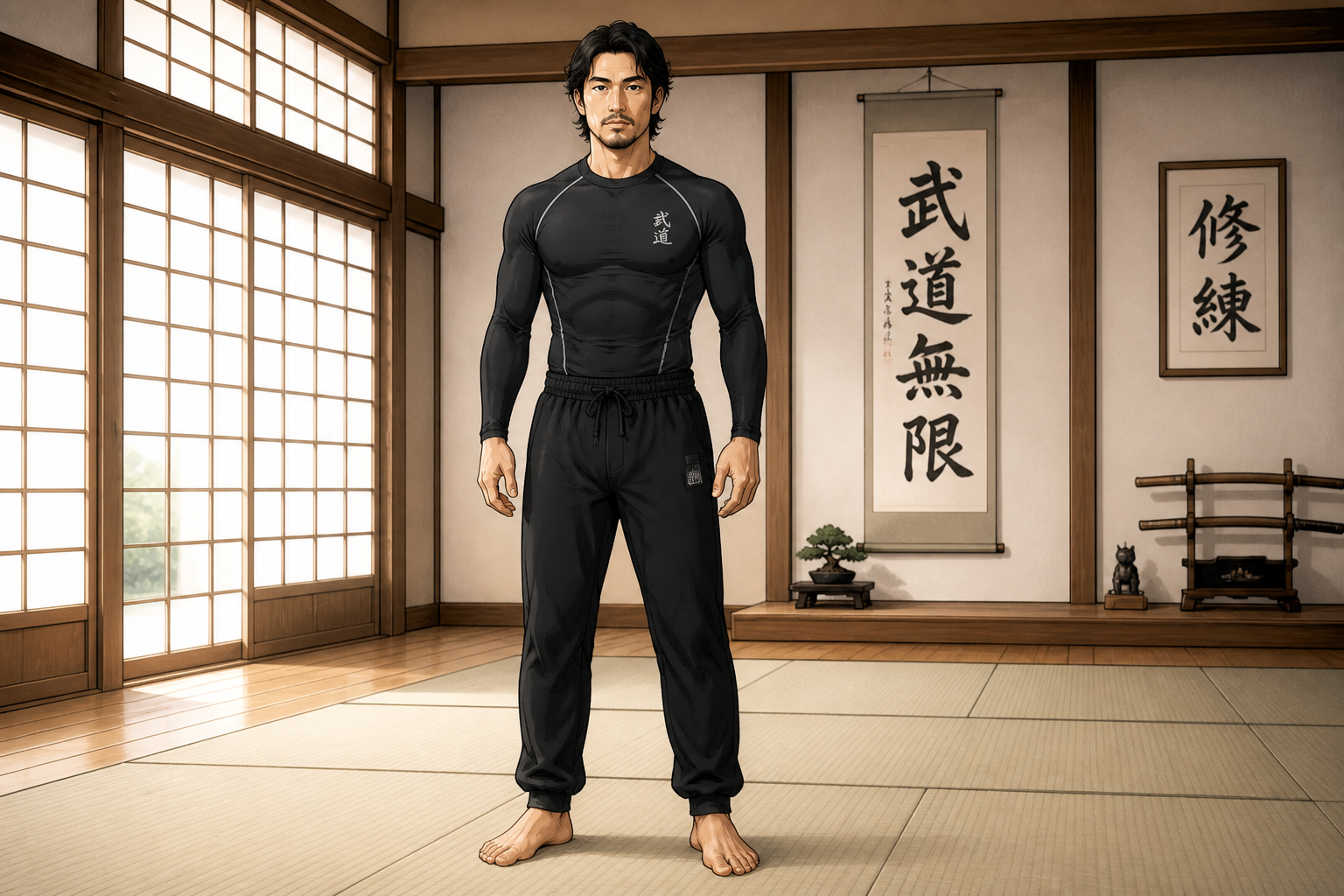 Martial arts kick pose (before)