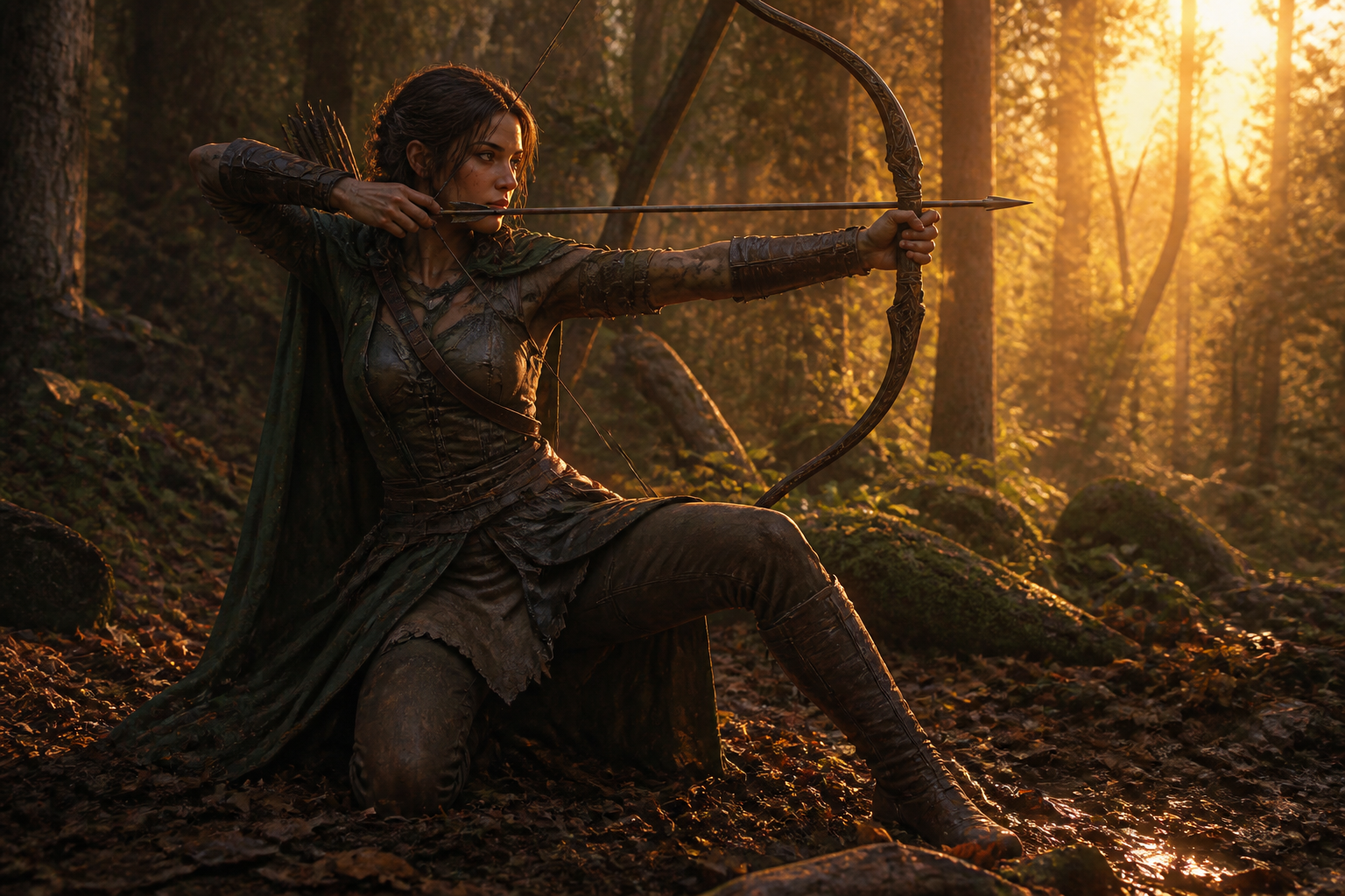 Kneeling archer aim