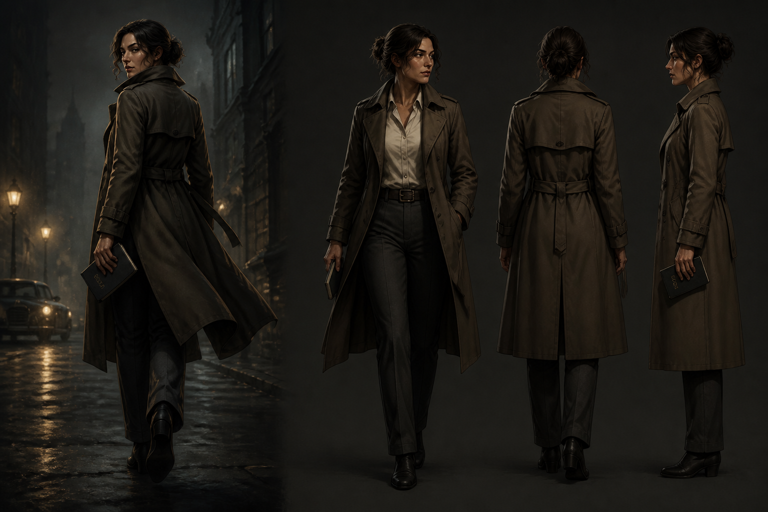 Detective walking pose