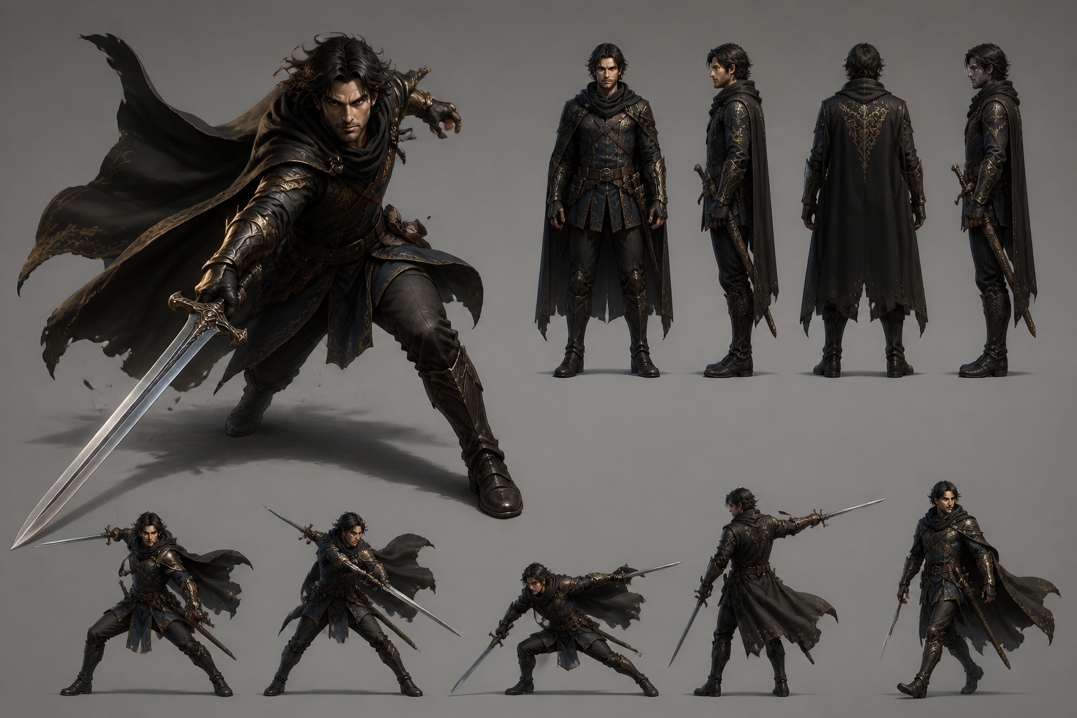 Fantasy swordsman lunge