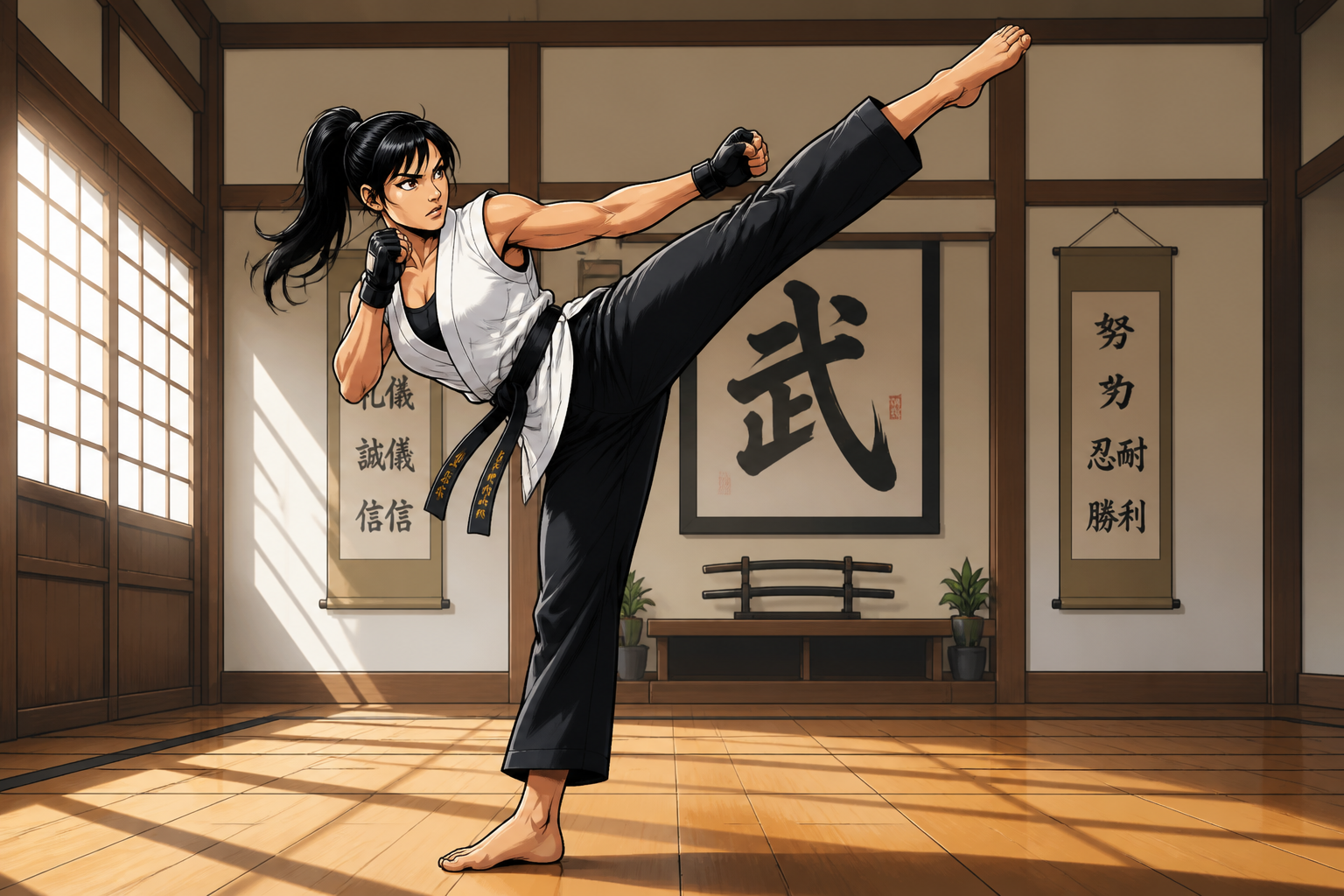 Martial artist high kick