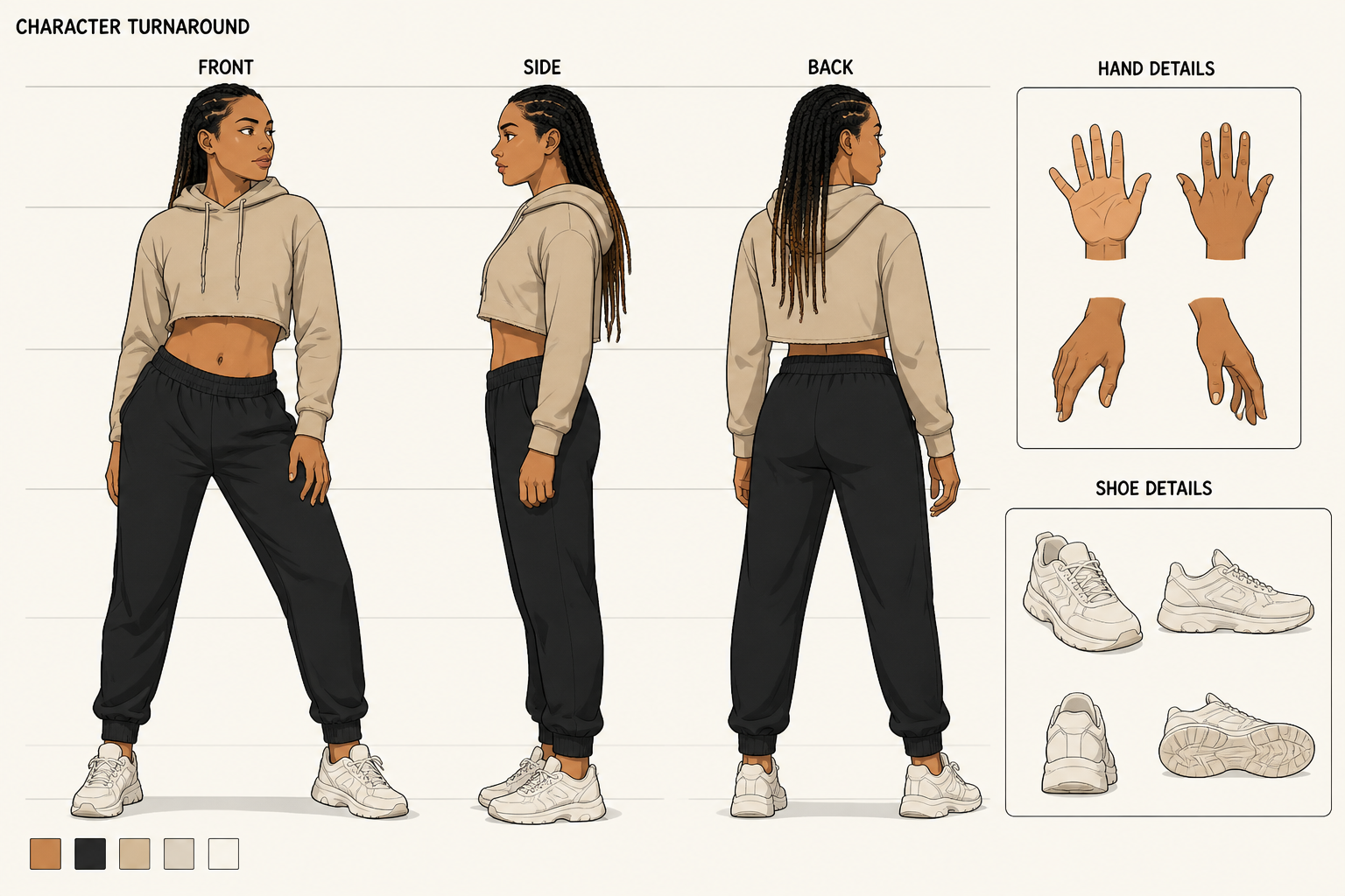 Cel-shaded model sheet (after)