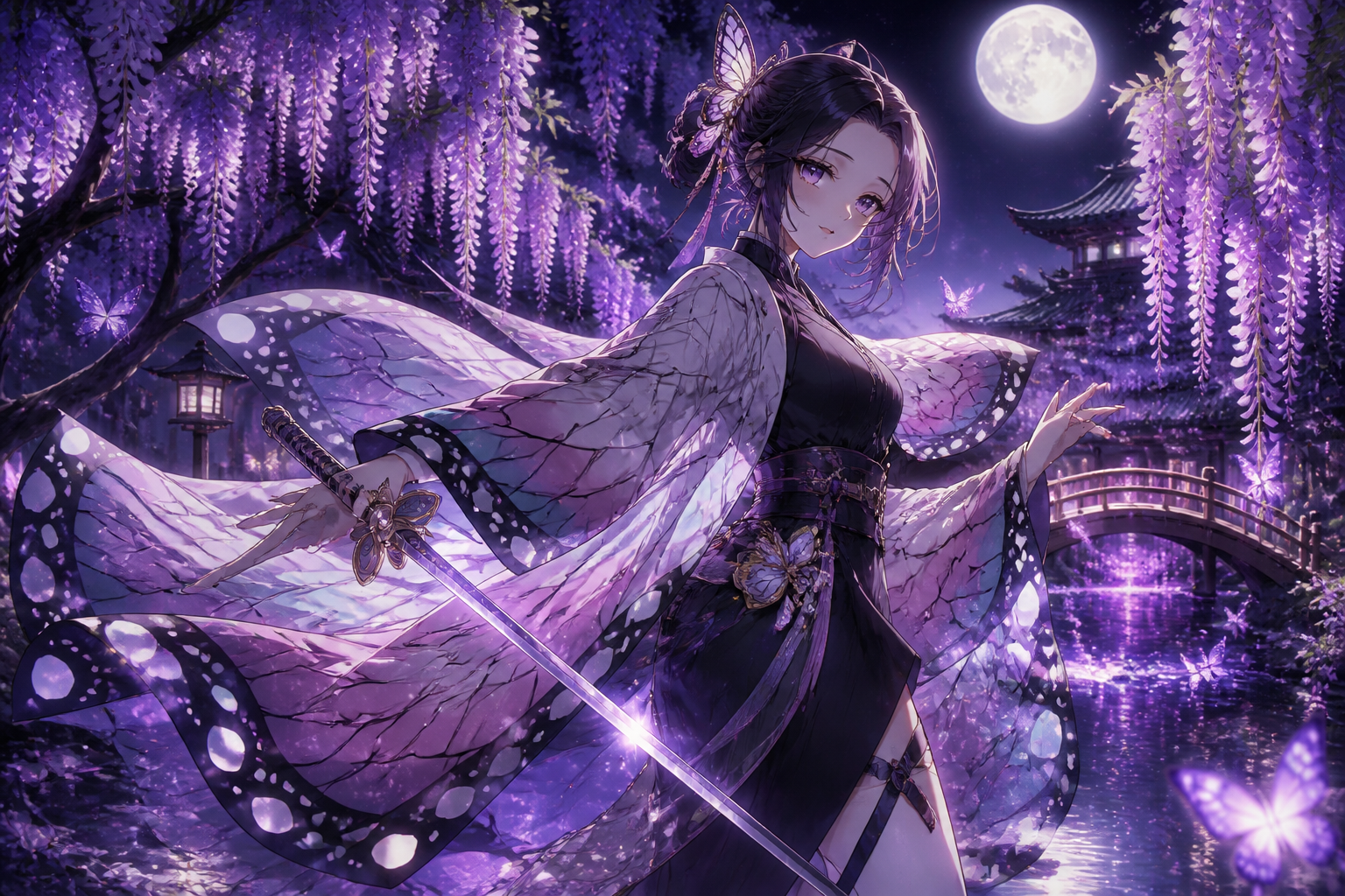 Insect-inspired heroine in wisteria
