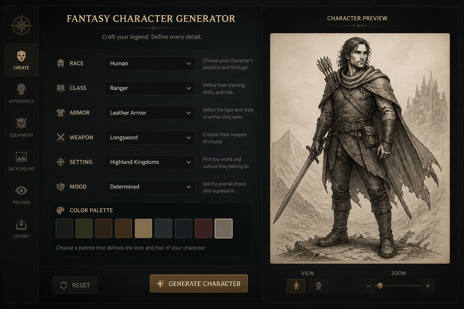 Add character details
