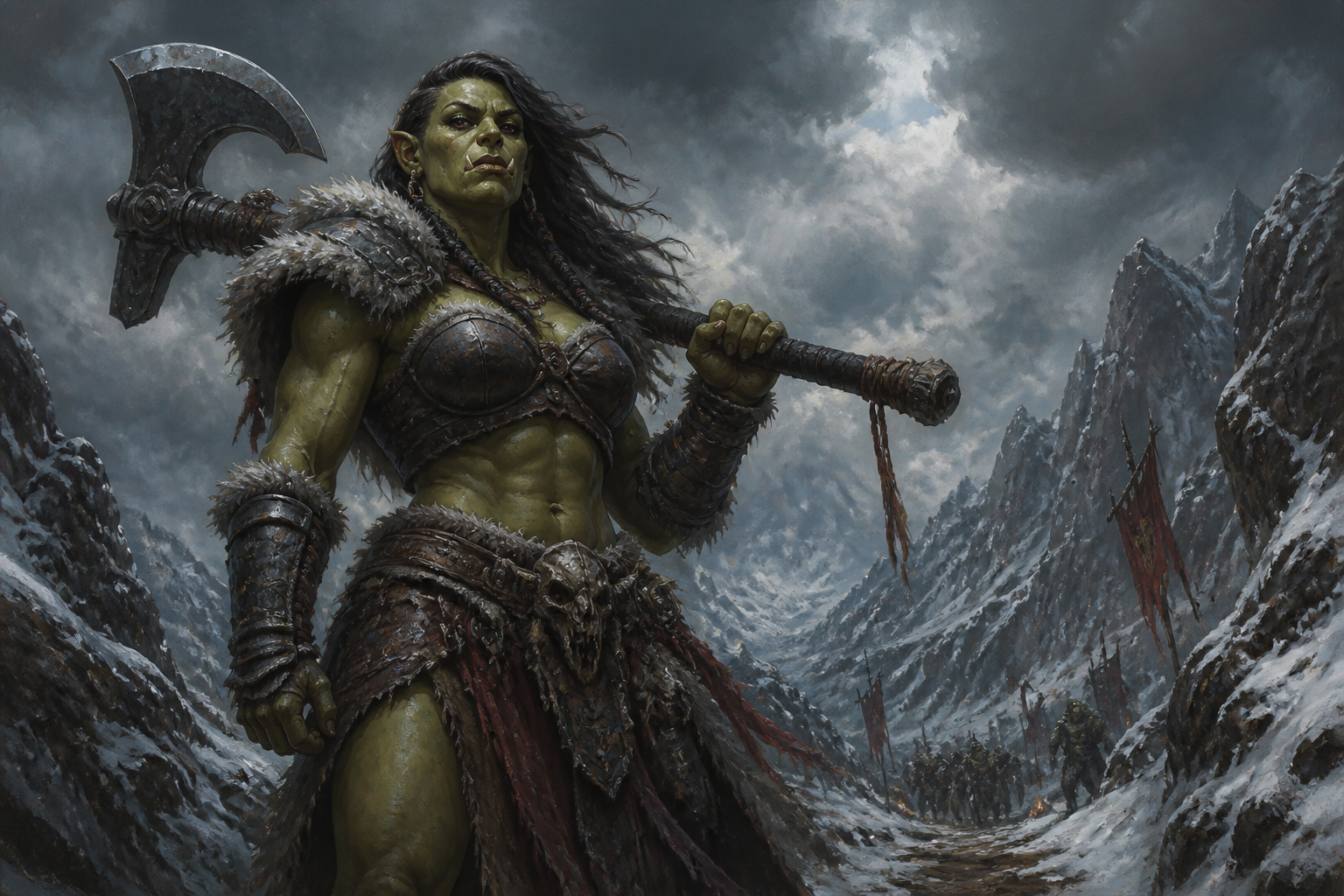 Orc barbarian in snow