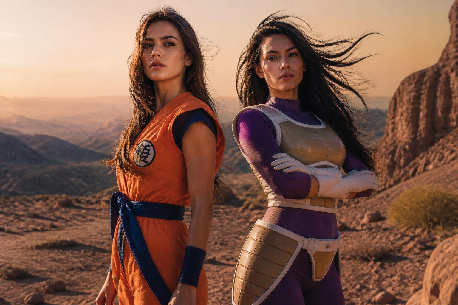 Golden hour cosplay duo