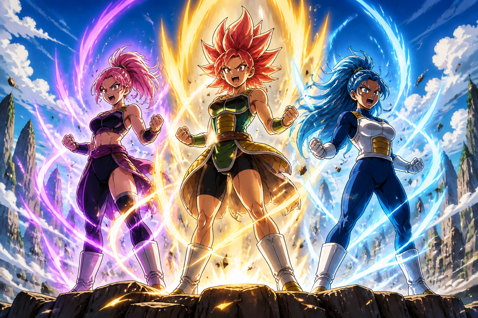 Three heroines powering up