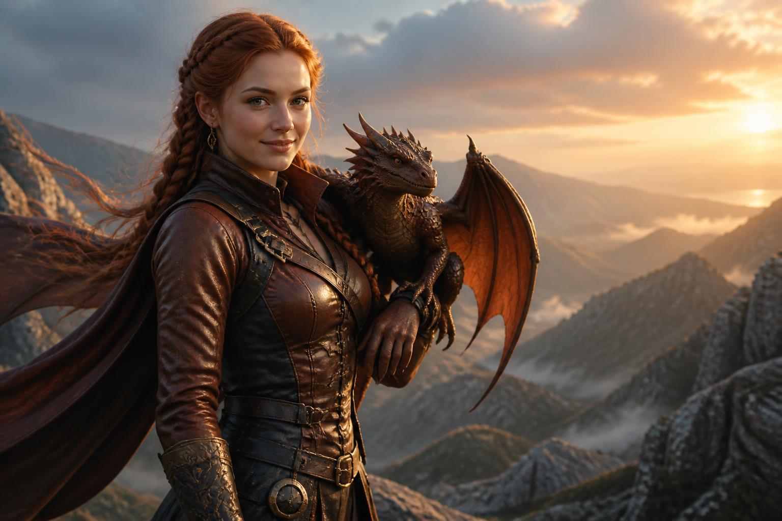 Dragon rider at golden hour