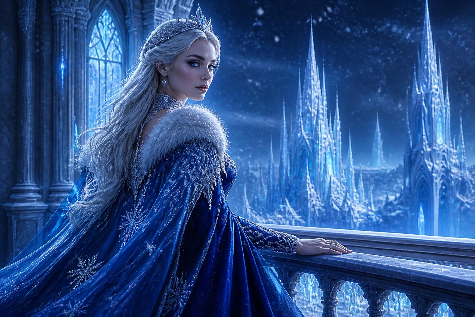 Ice queen on crystal balcony