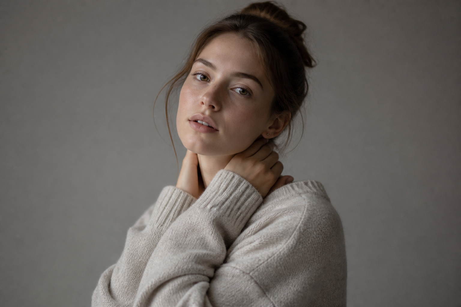 Minimal calm studio portrait