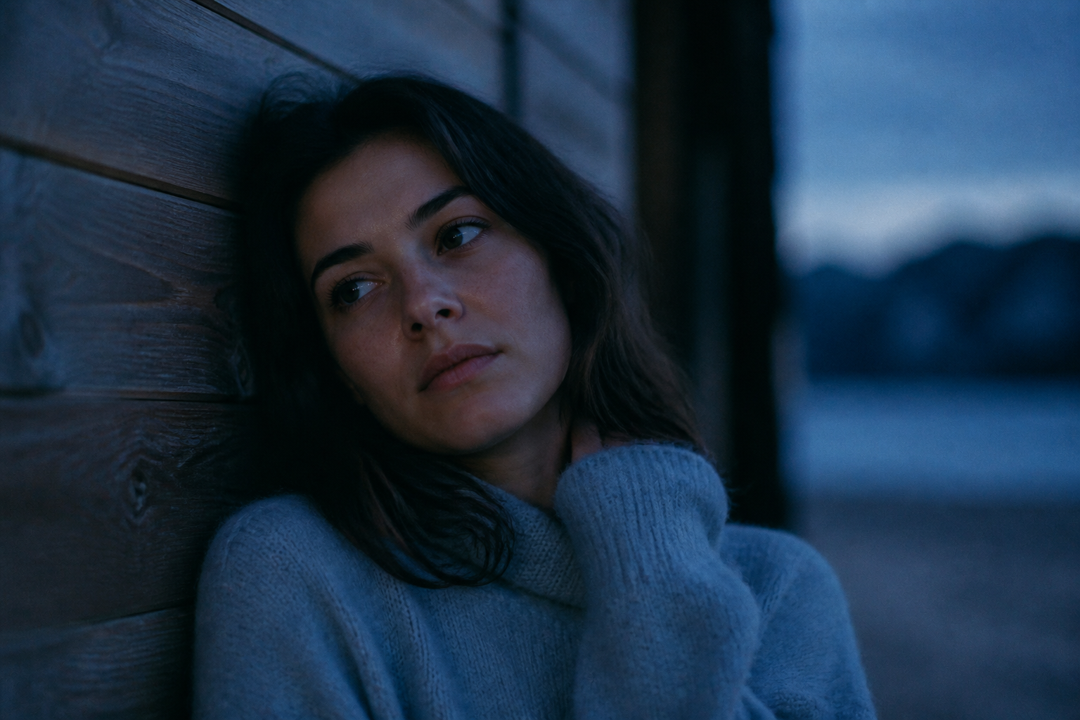 Twilight quiet thoughtful portrait