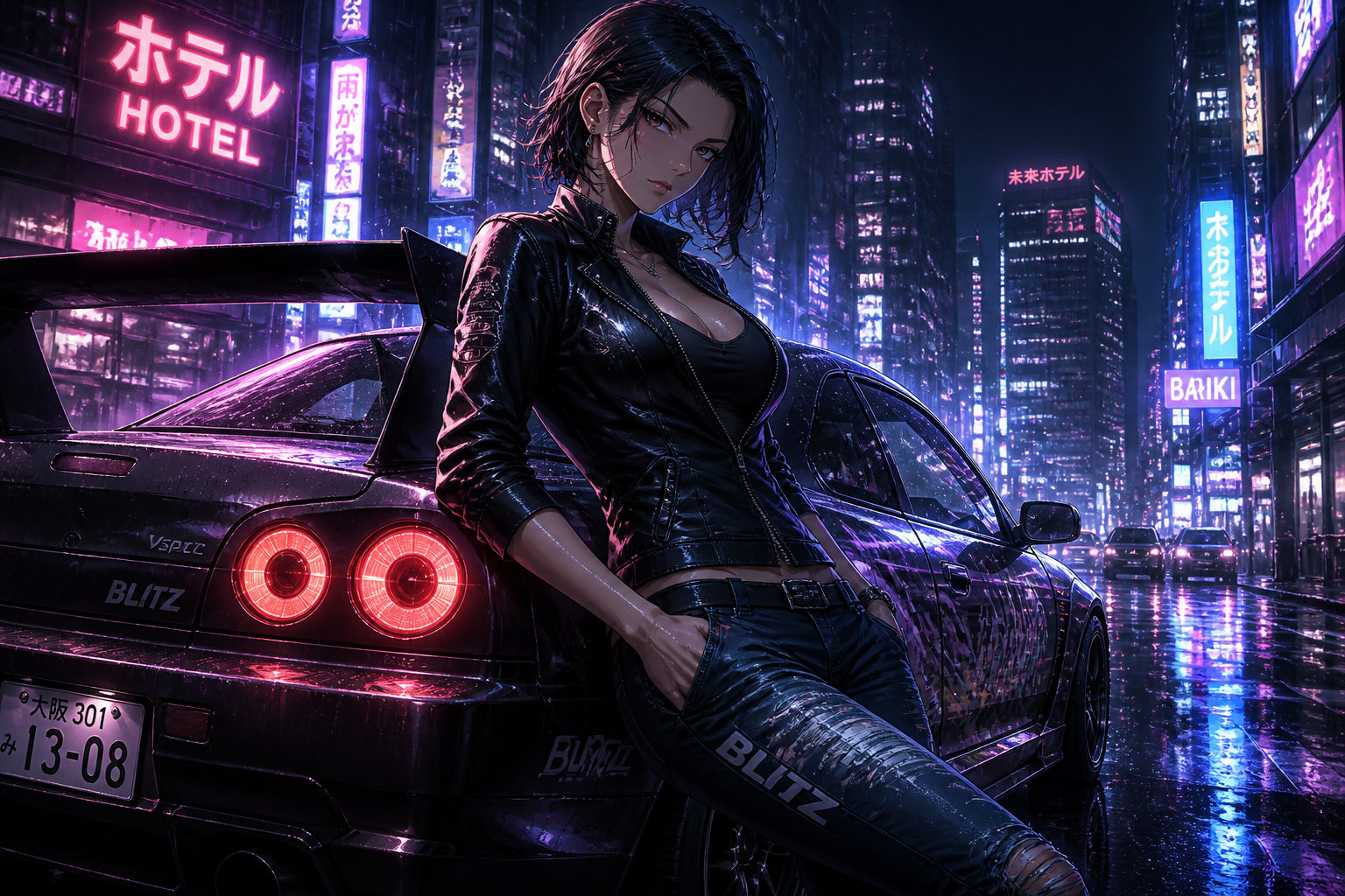 Cyberpunk street racer character