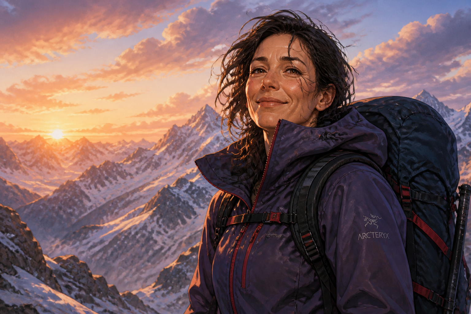 Alpine hiker anime character