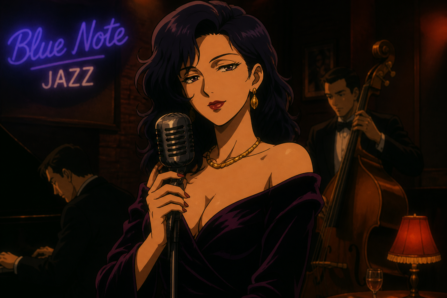 Retro jazz singer anime character