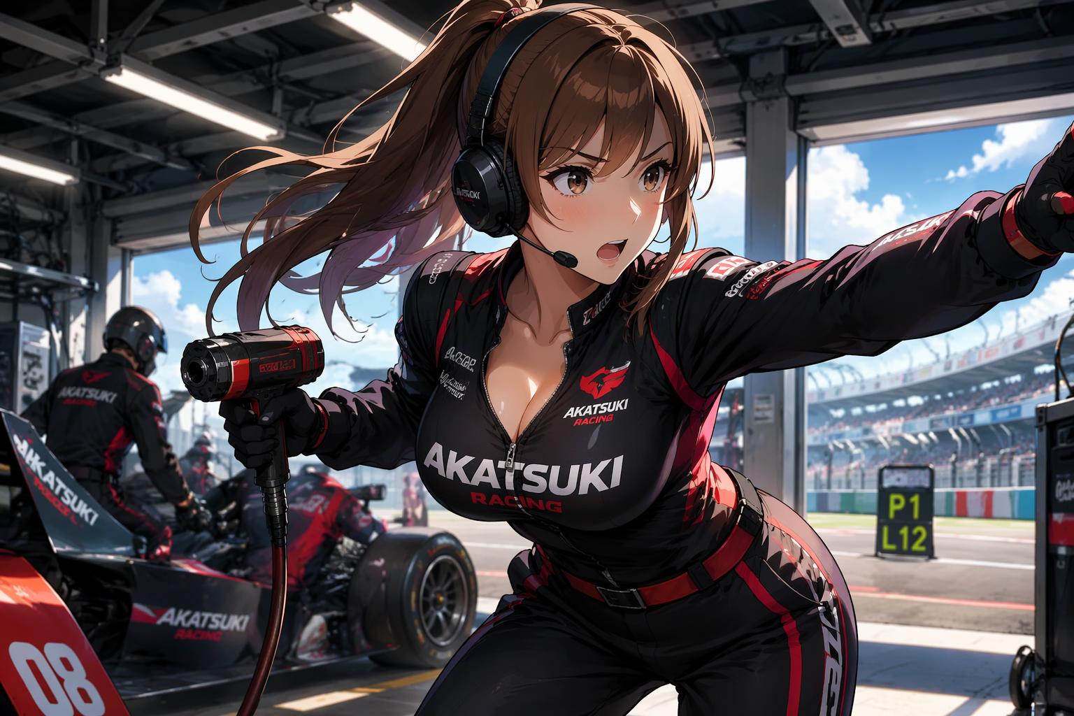 Racing pit lane anime character