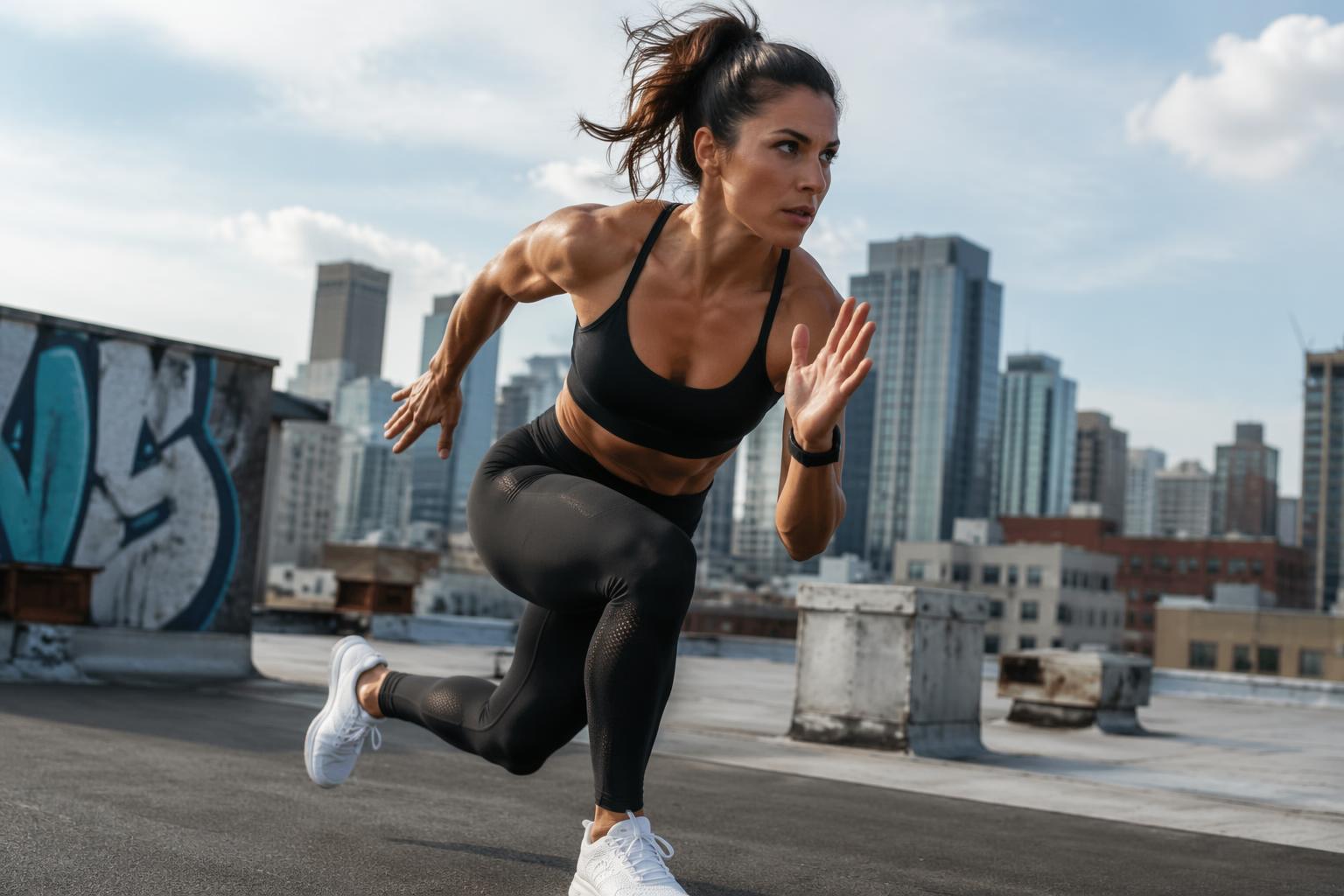 Athletic urban rooftop character