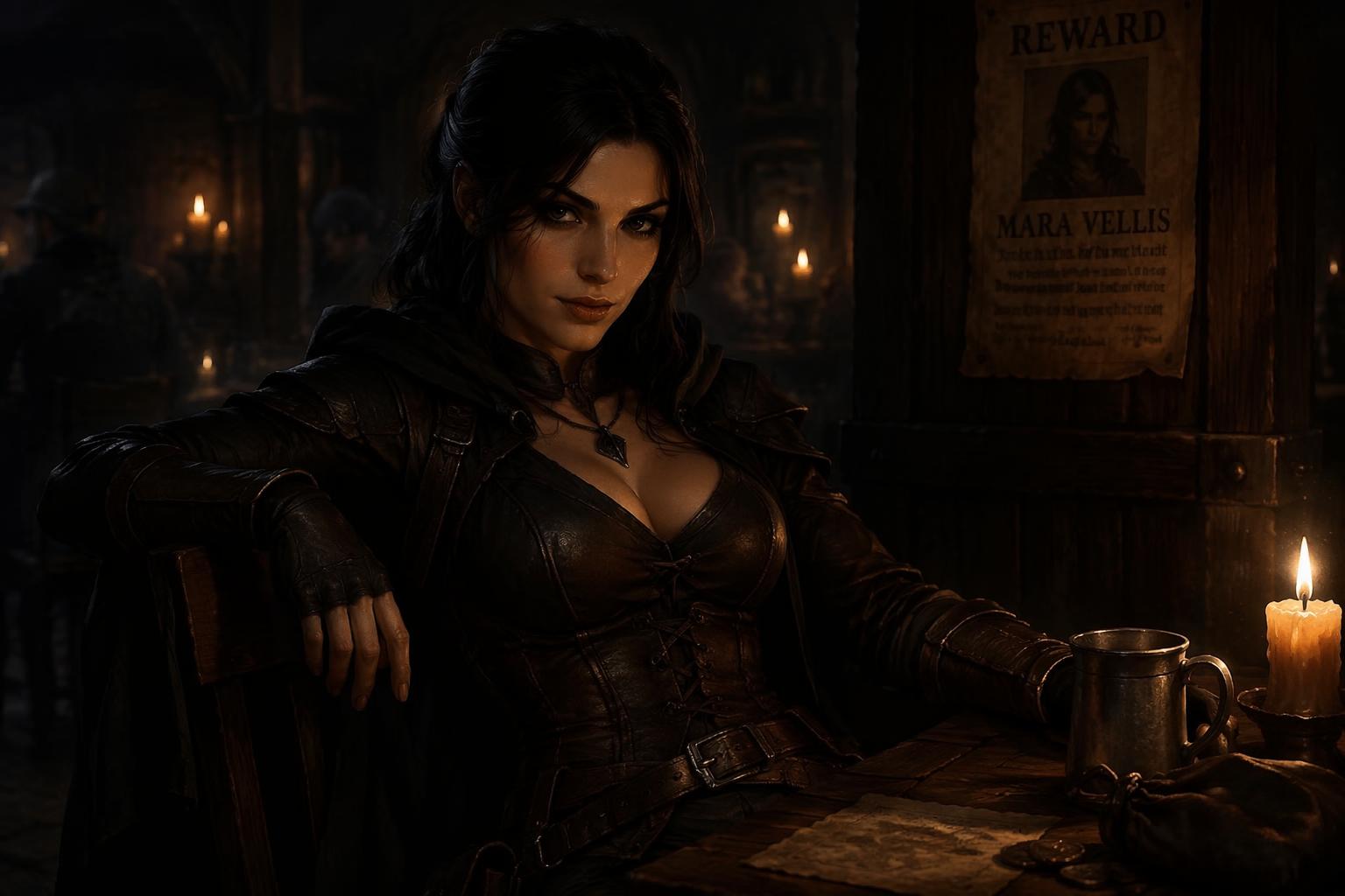 Mysterious rogue tavern character