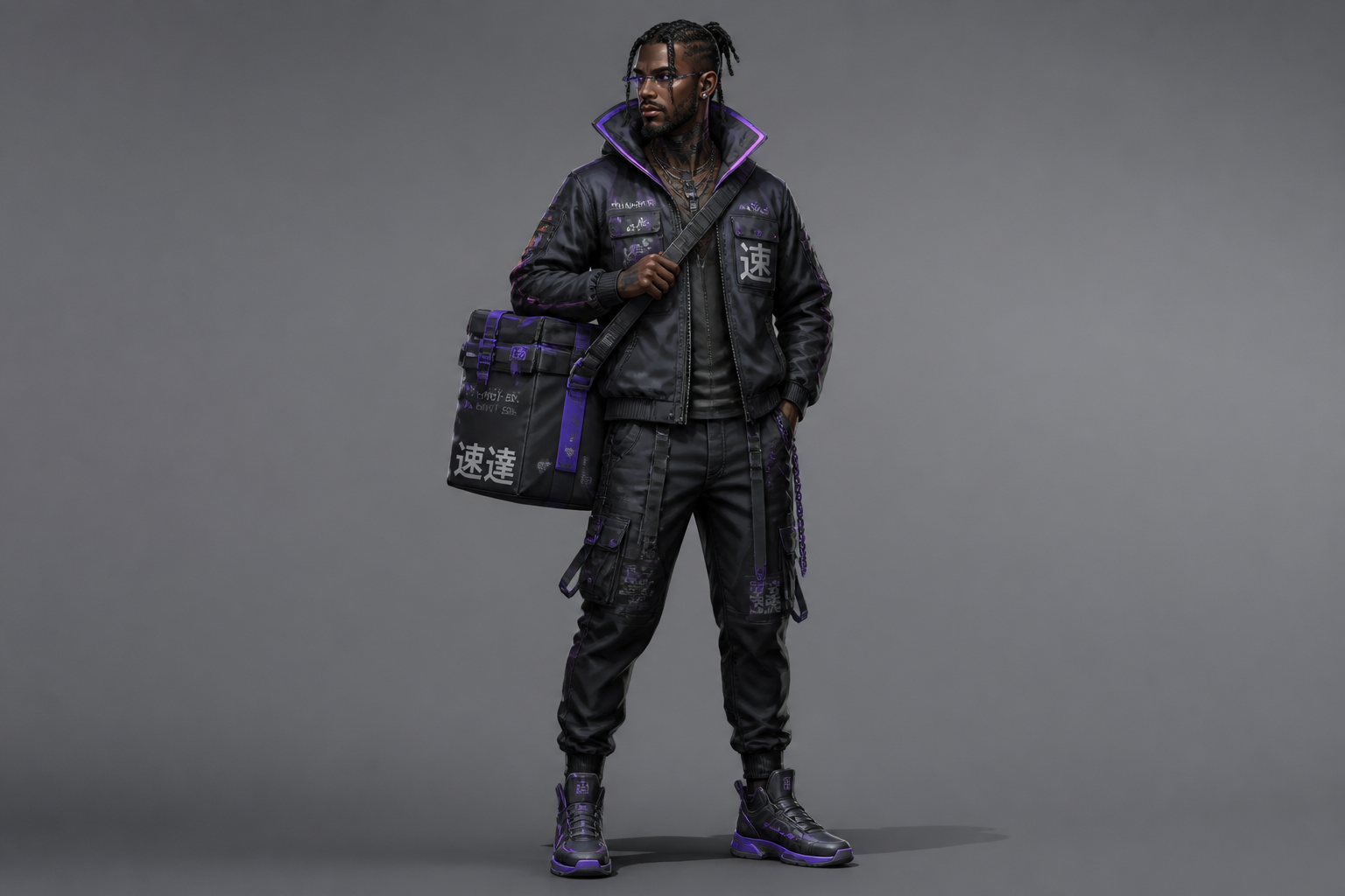 Cyberpunk courier turnaround (before)