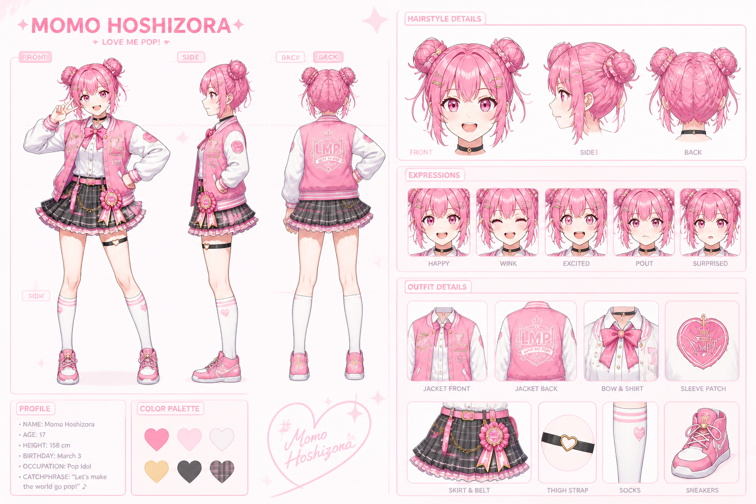Anime idol reference sheet (after)