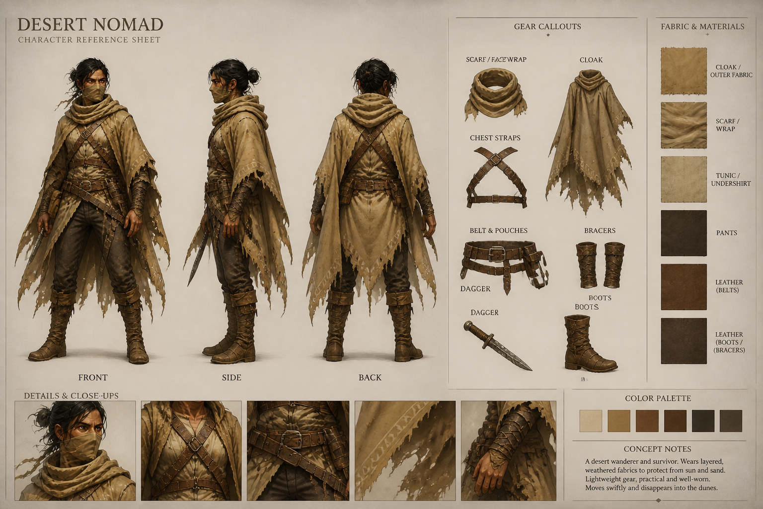 Desert ranger concept sheet (after)