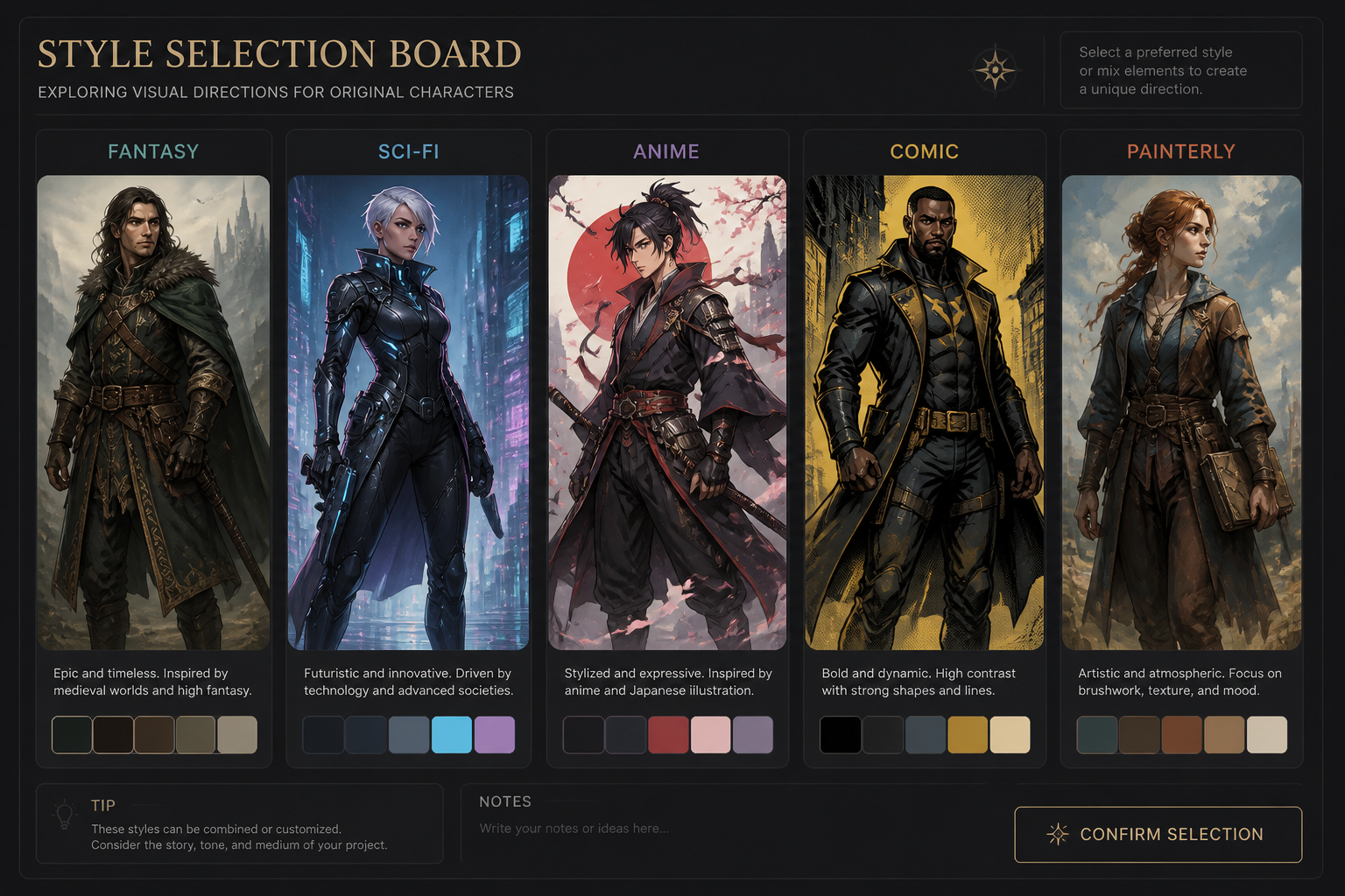 Pick a character style