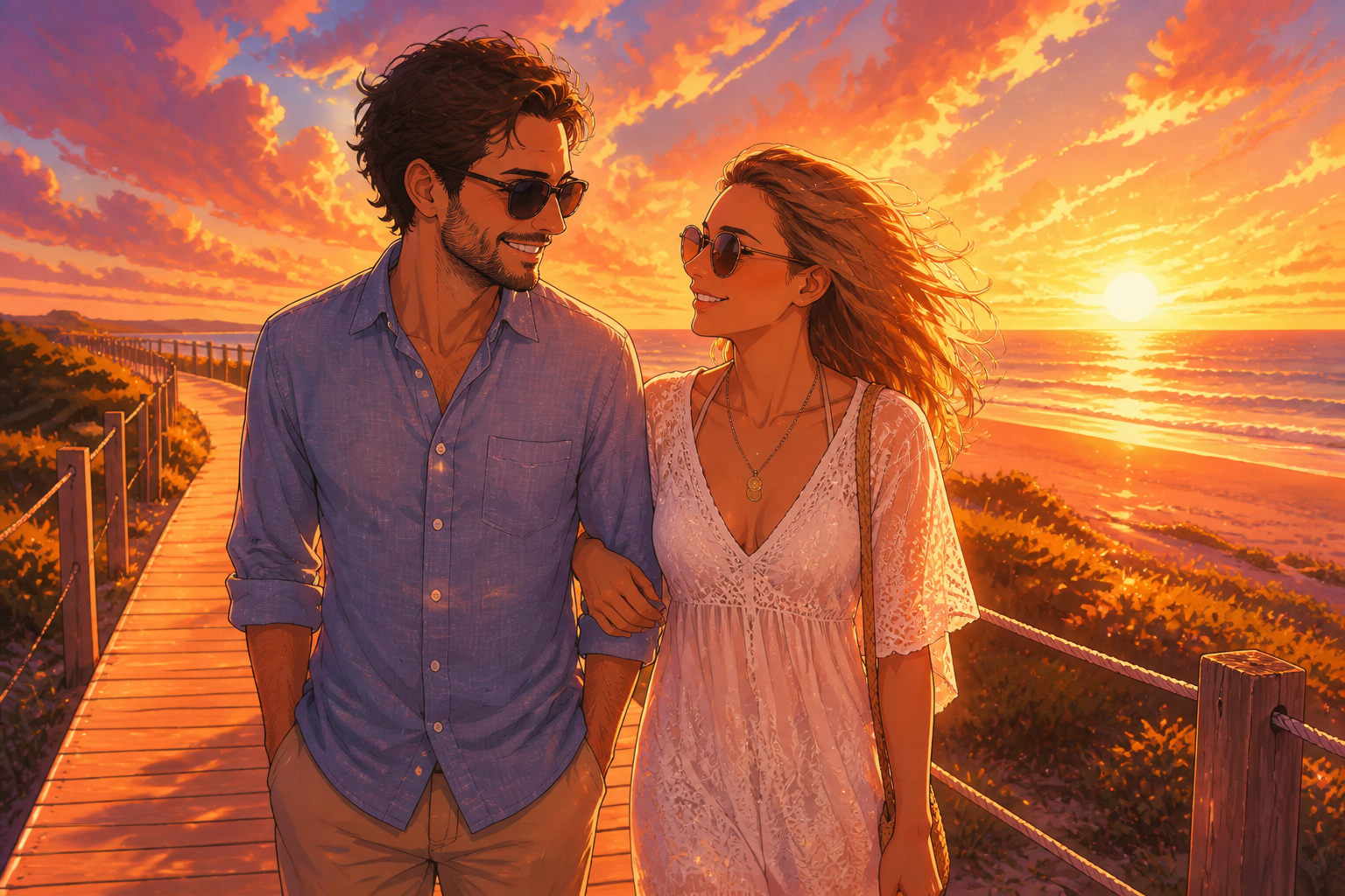 Romantic sunset anime (after)