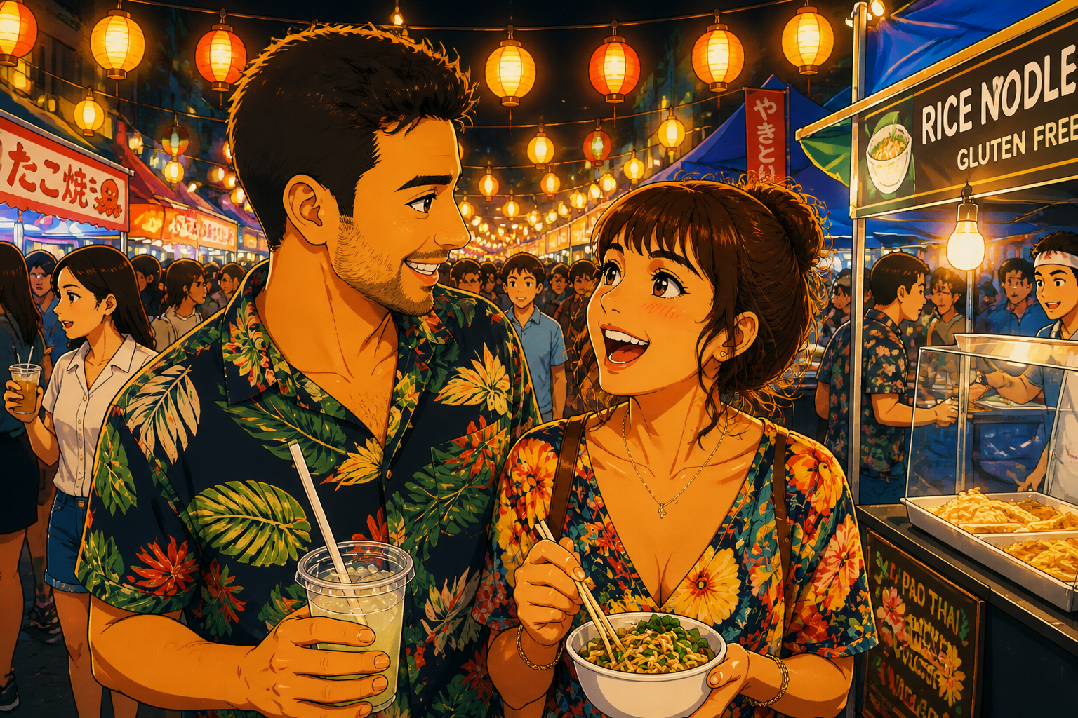 Night market anime scene (after)