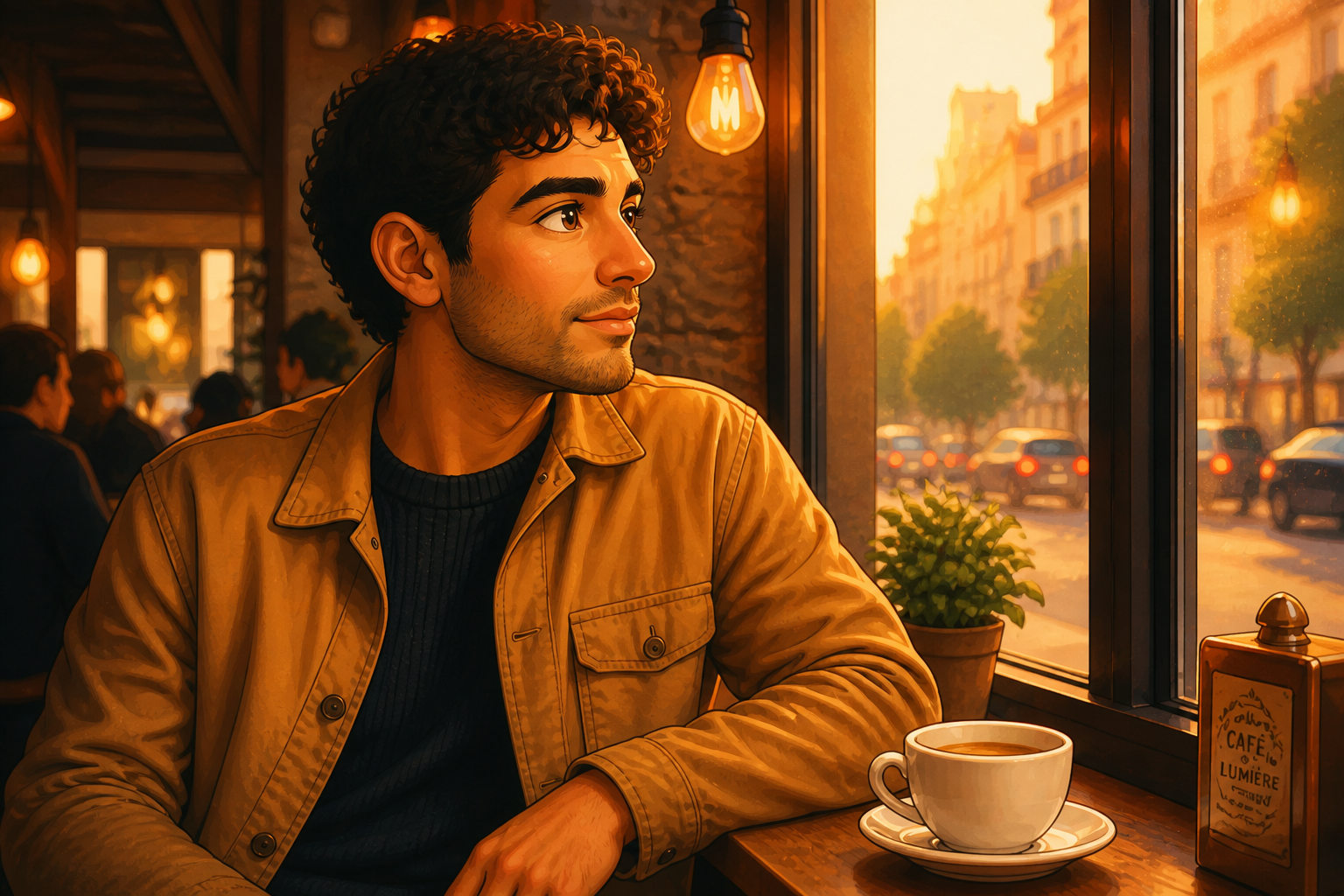 Warm cafe animation look (after)