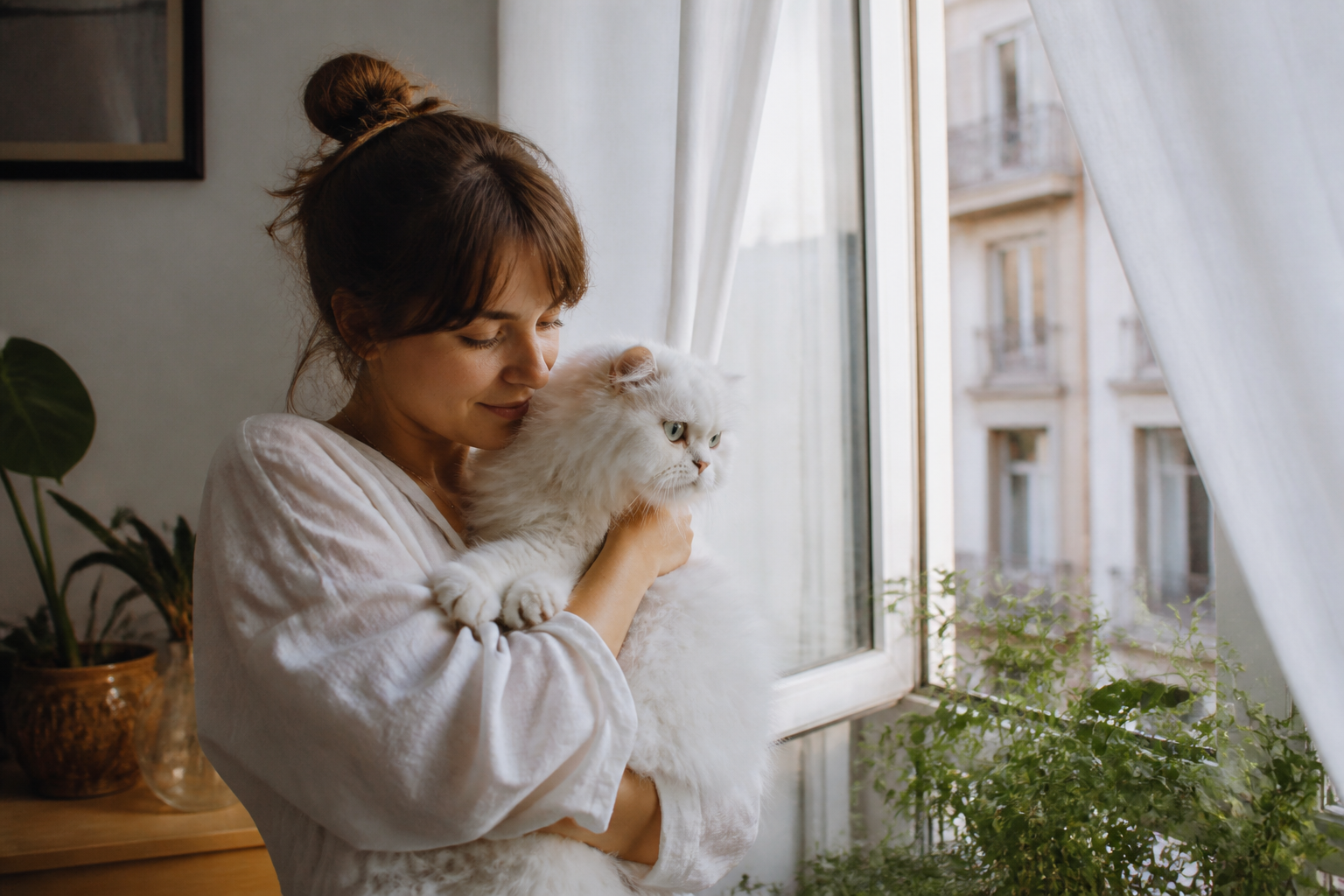 Cozy home scene with cat (before)