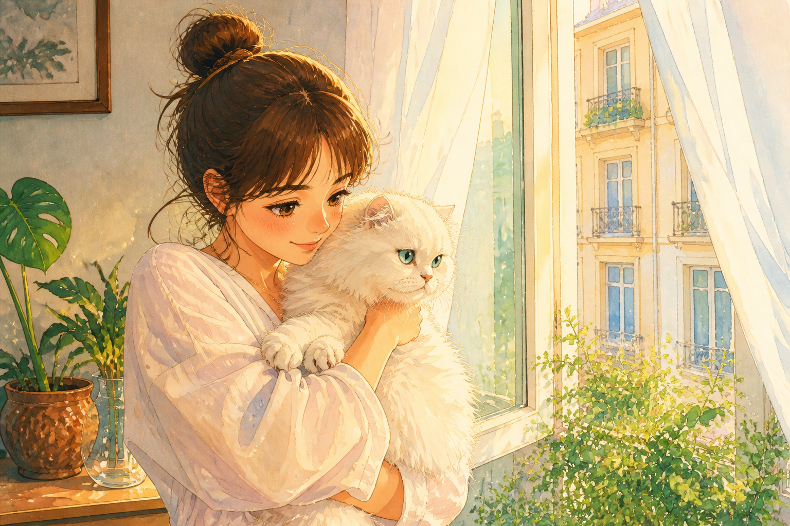 Cozy home scene with cat (after)