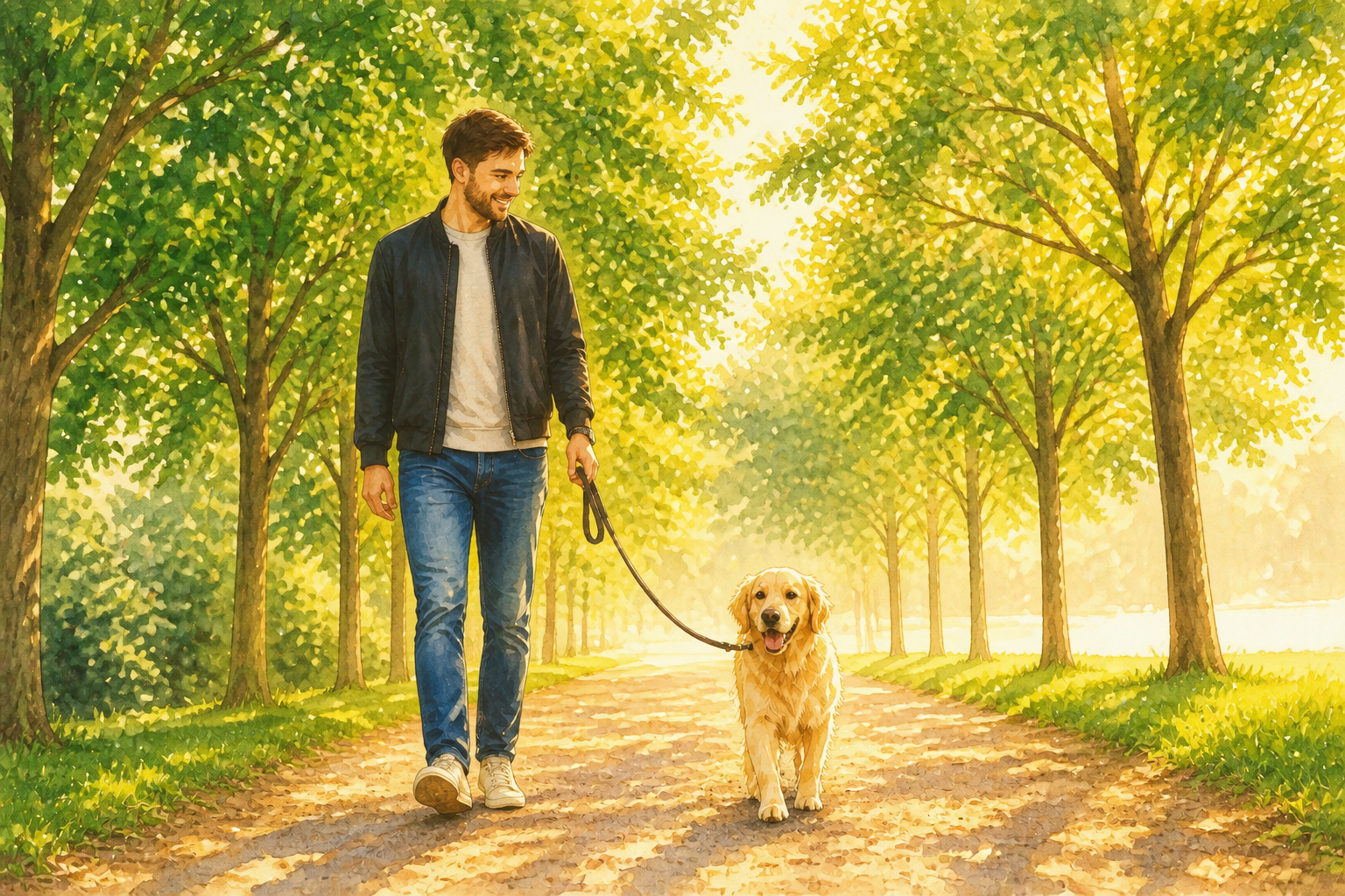 Park walk in storybook style (after)